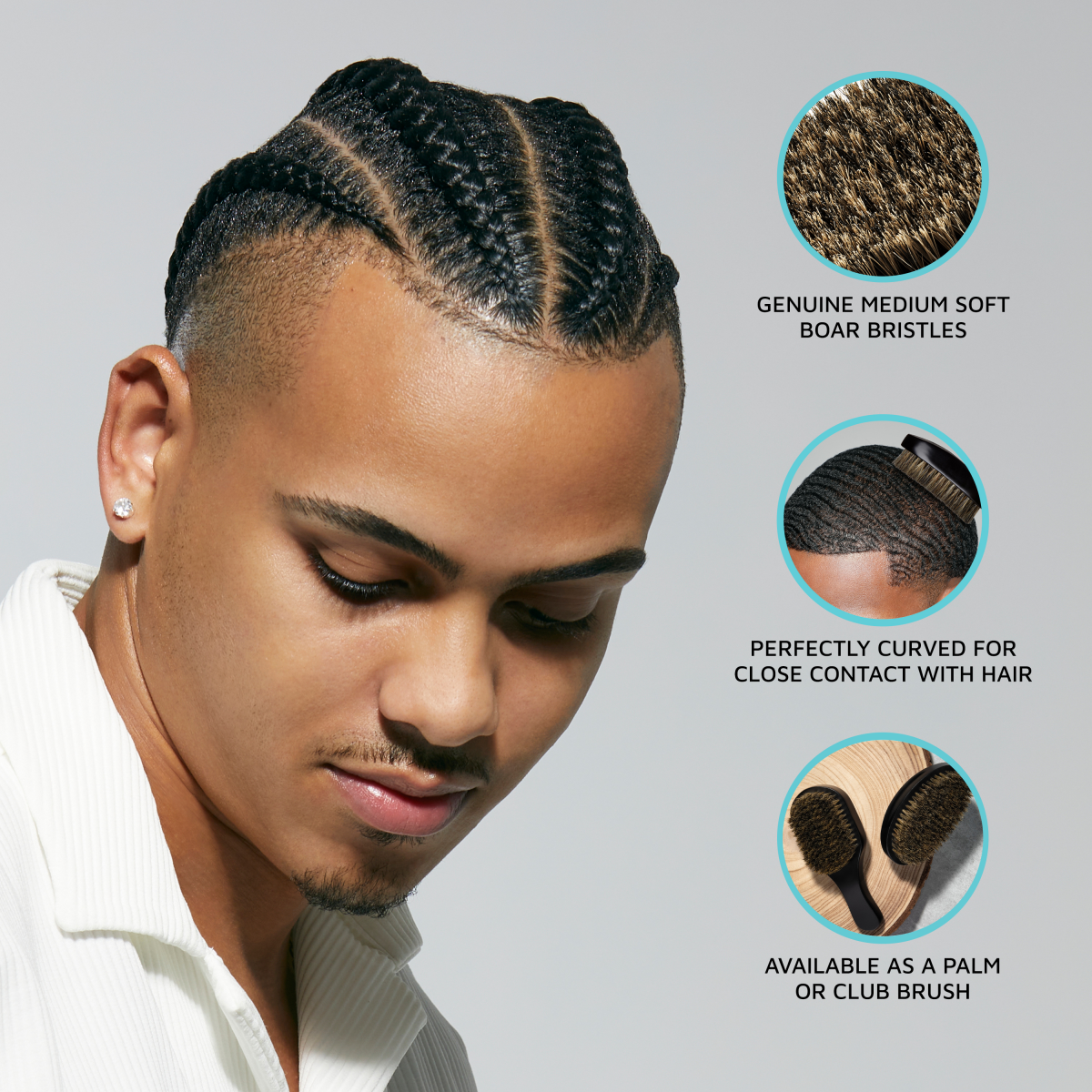 KISS Colors & Care 360 Power Wave Premium Boar Brush - Medium Soft