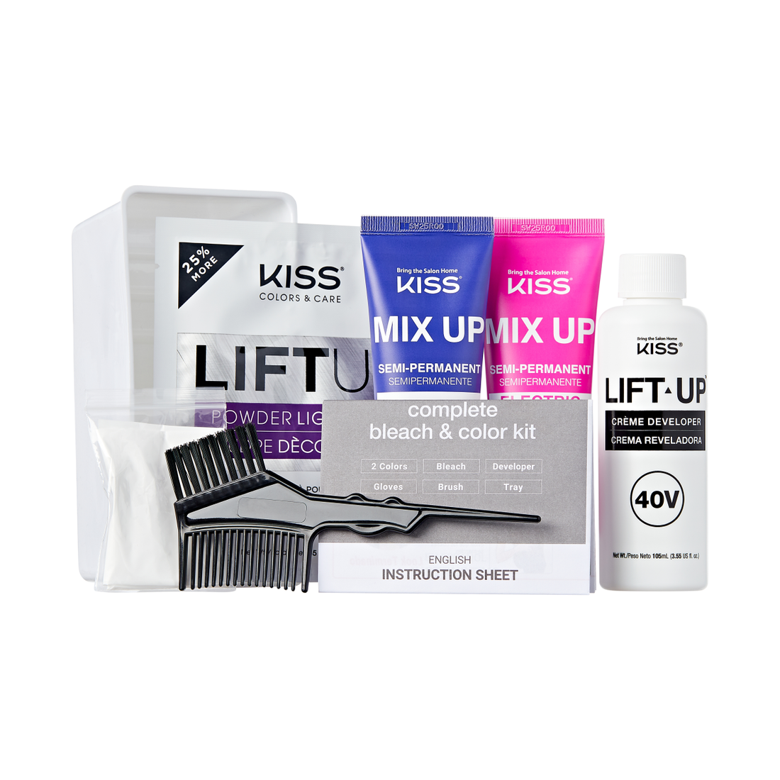 KISS Colors &amp; Care Mix Up Complete Hair Color Kit – Electric Pink &amp; Amethyst