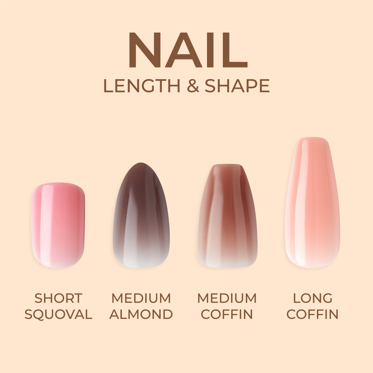 KISS Bare But Better, Press-On Nails, Nude Glow, Nude, Long Coffin, 28ct