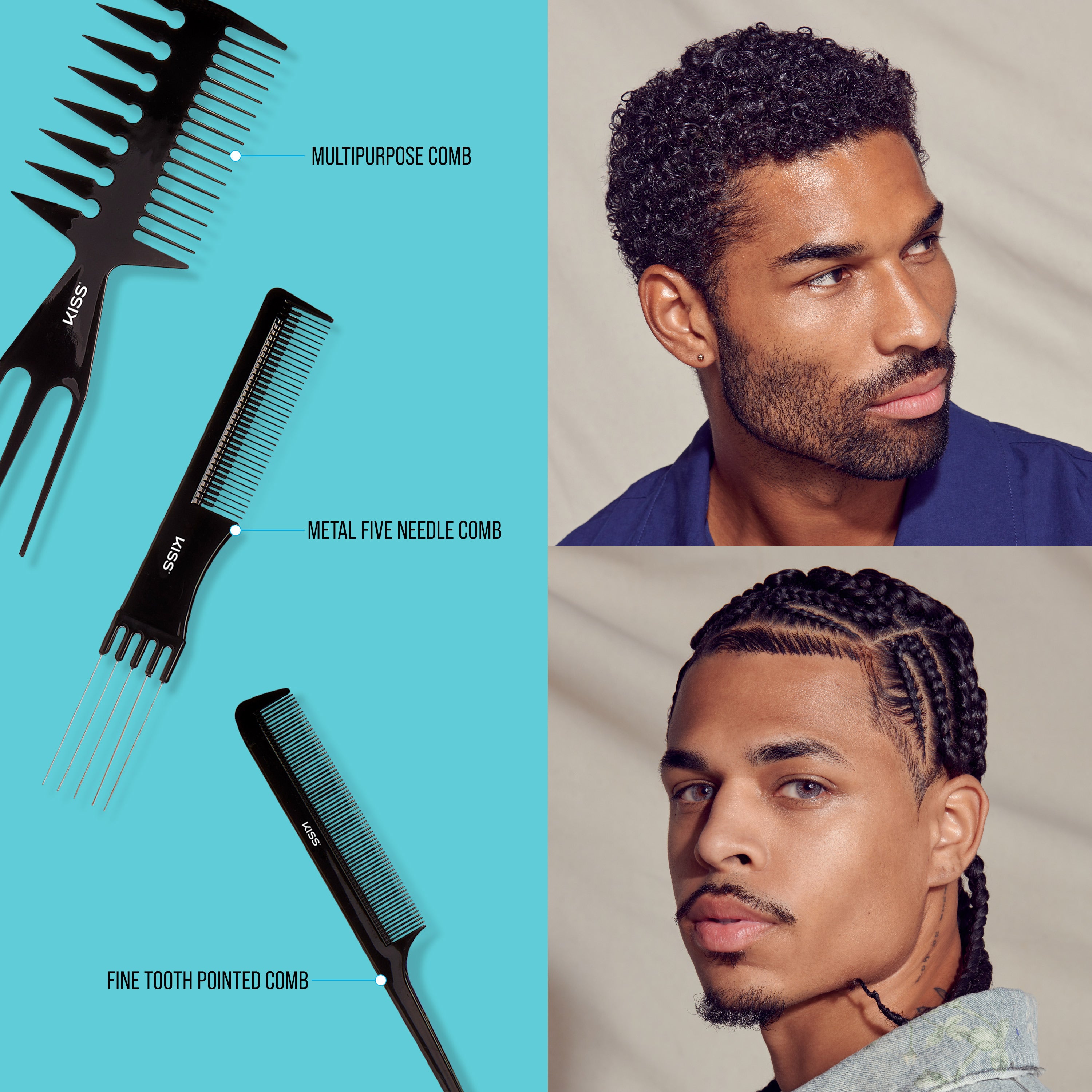 KISS Colors & Care Professional Heat Resistant Pin Tail Parting Comb