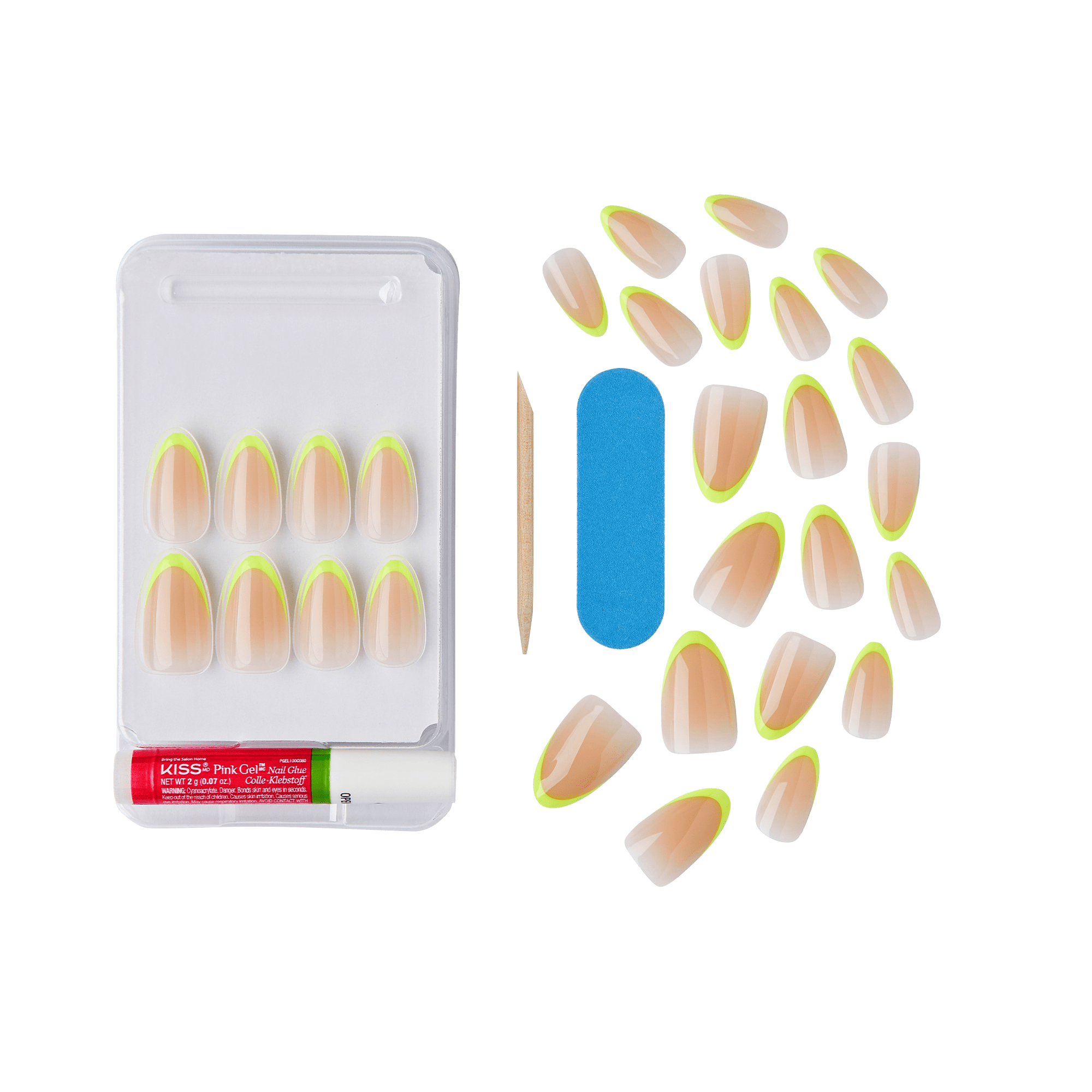 Contents of KISS Salon Acrylic French Color Nail kit in &