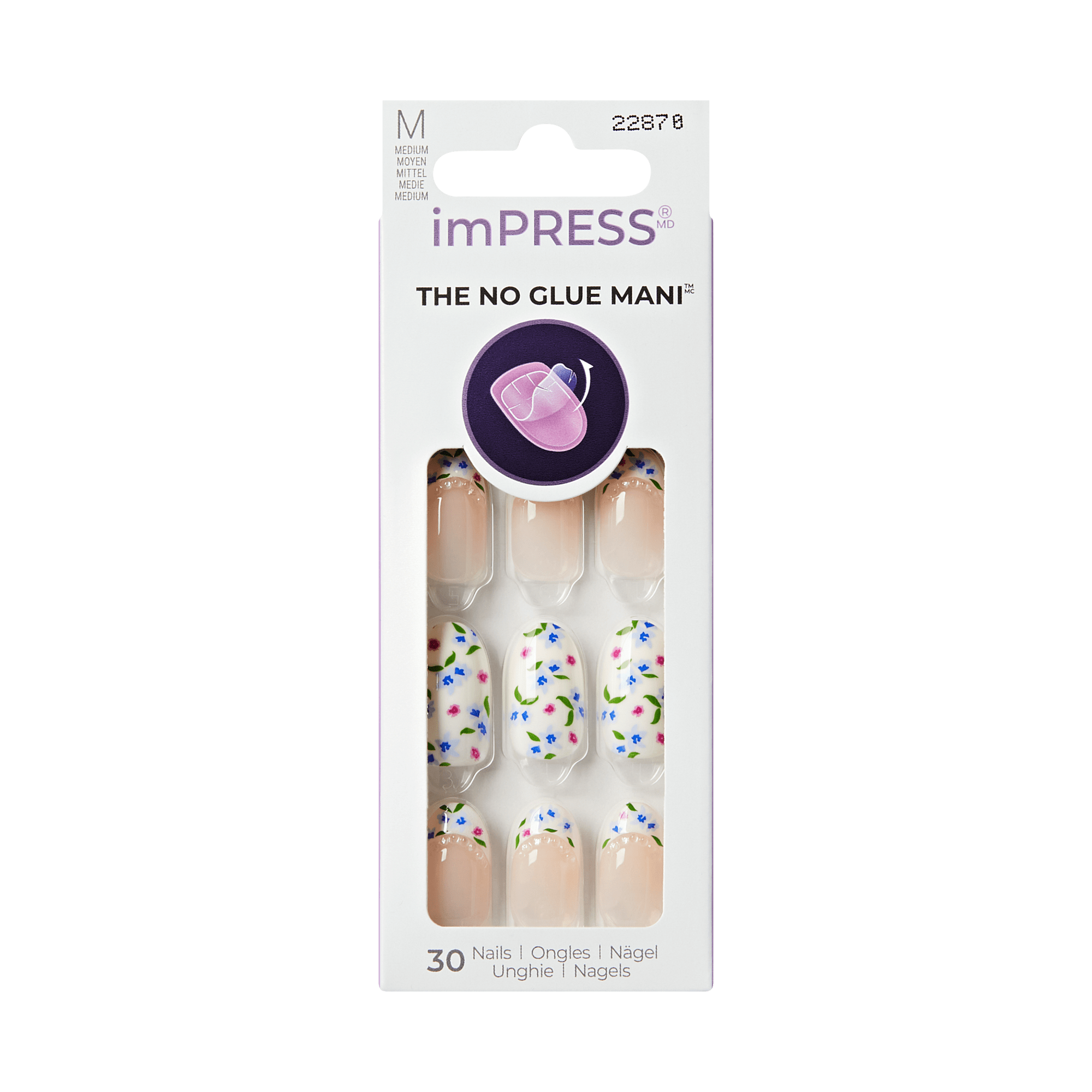 imPRESS THE NO GLUE MANI press-on nails, medium size, floral design