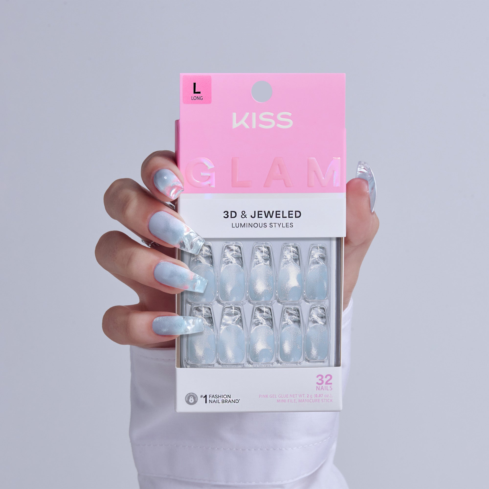 KISS GLAM 3D & Jewel Press On Glue Nails - Seraphic