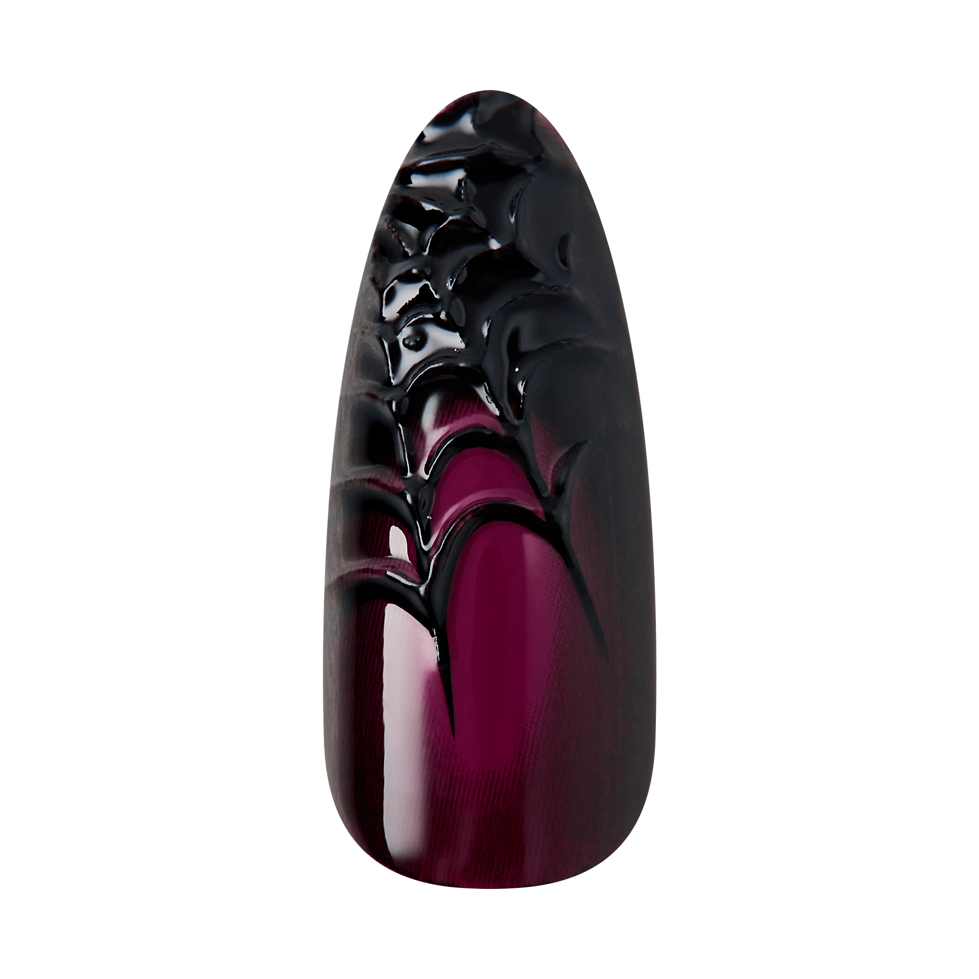 Kiss Haunt Halloween Press On Fake Glue Nails - Ghoulfriend | Design, Black & Red, Long, Almond