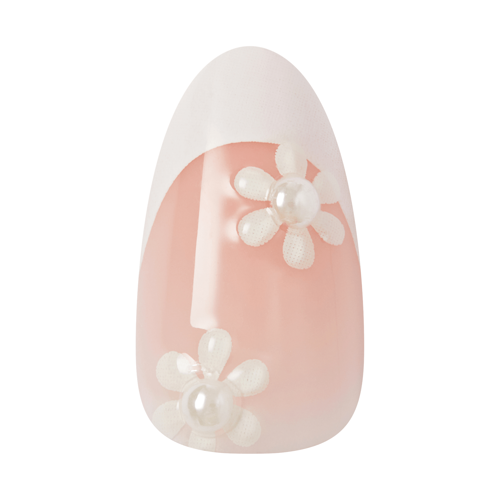 Kiss Glam Jeweled Press On Fake Glue Nails - Crystal Bloom | 3D & Jeweled French Design, White, Medium, Almond