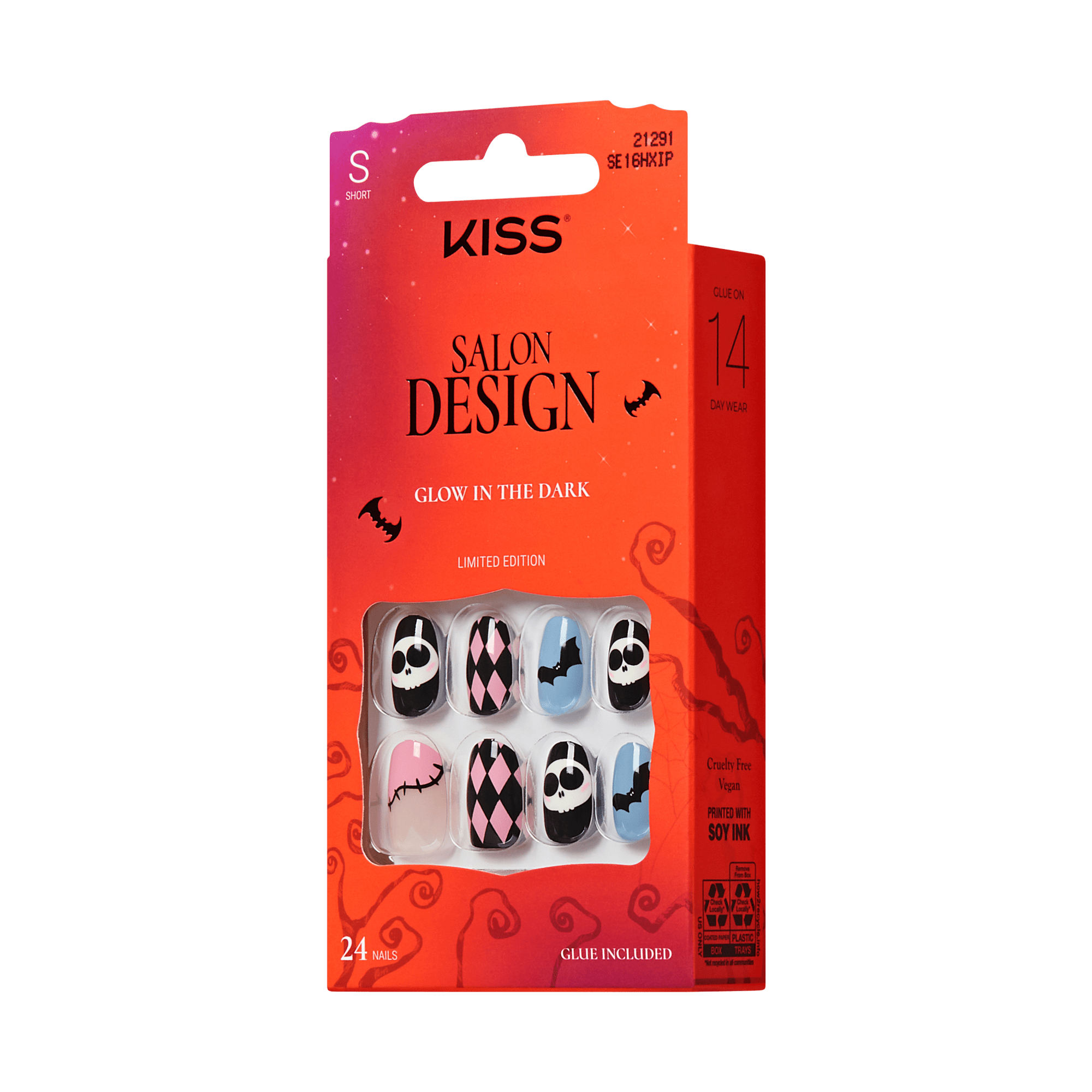 KISS Salon Design Halloween Press On Glue Nails - Nightmare Parade