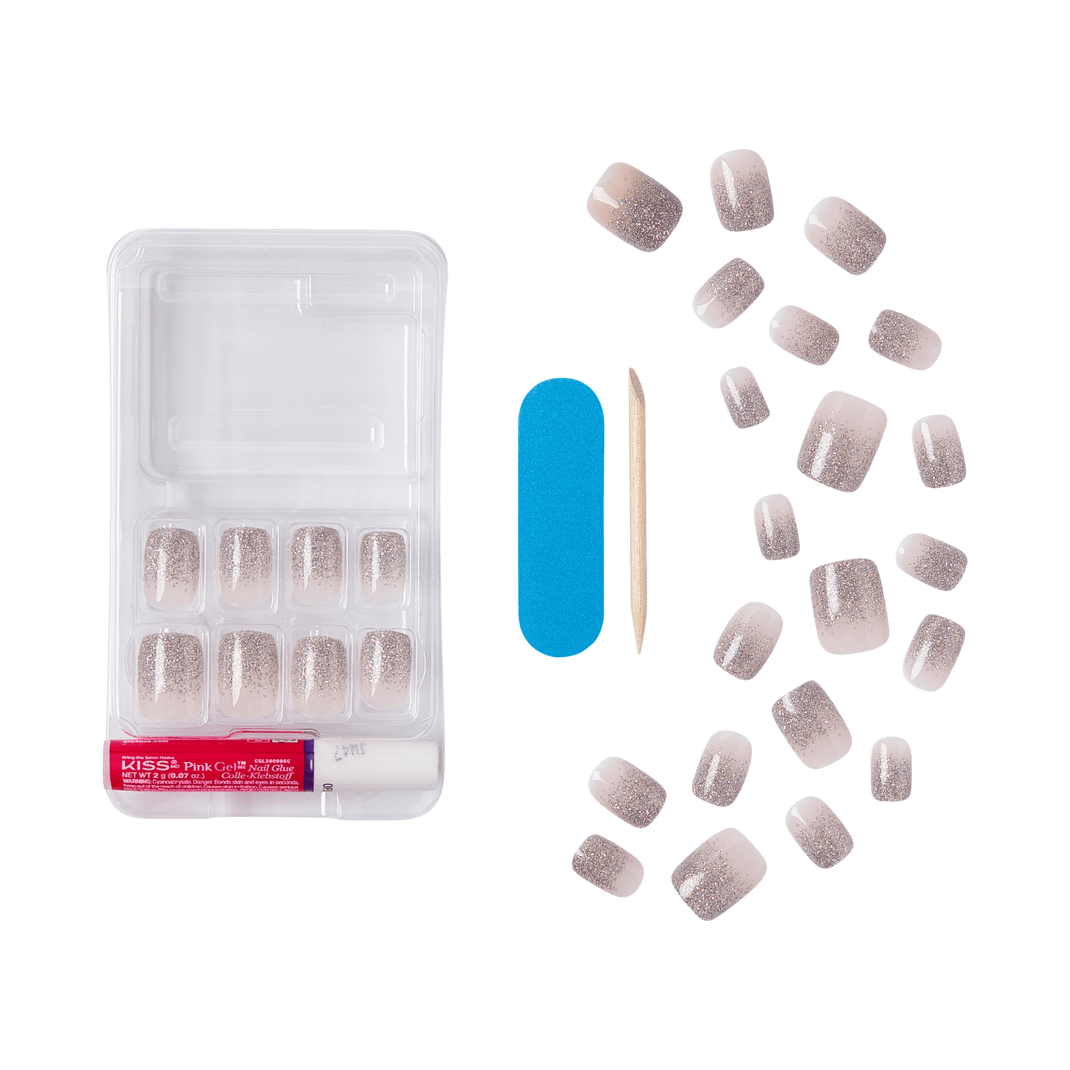 KISS Voguish Fantasy Holiday Press On Glue Nails - Icicle