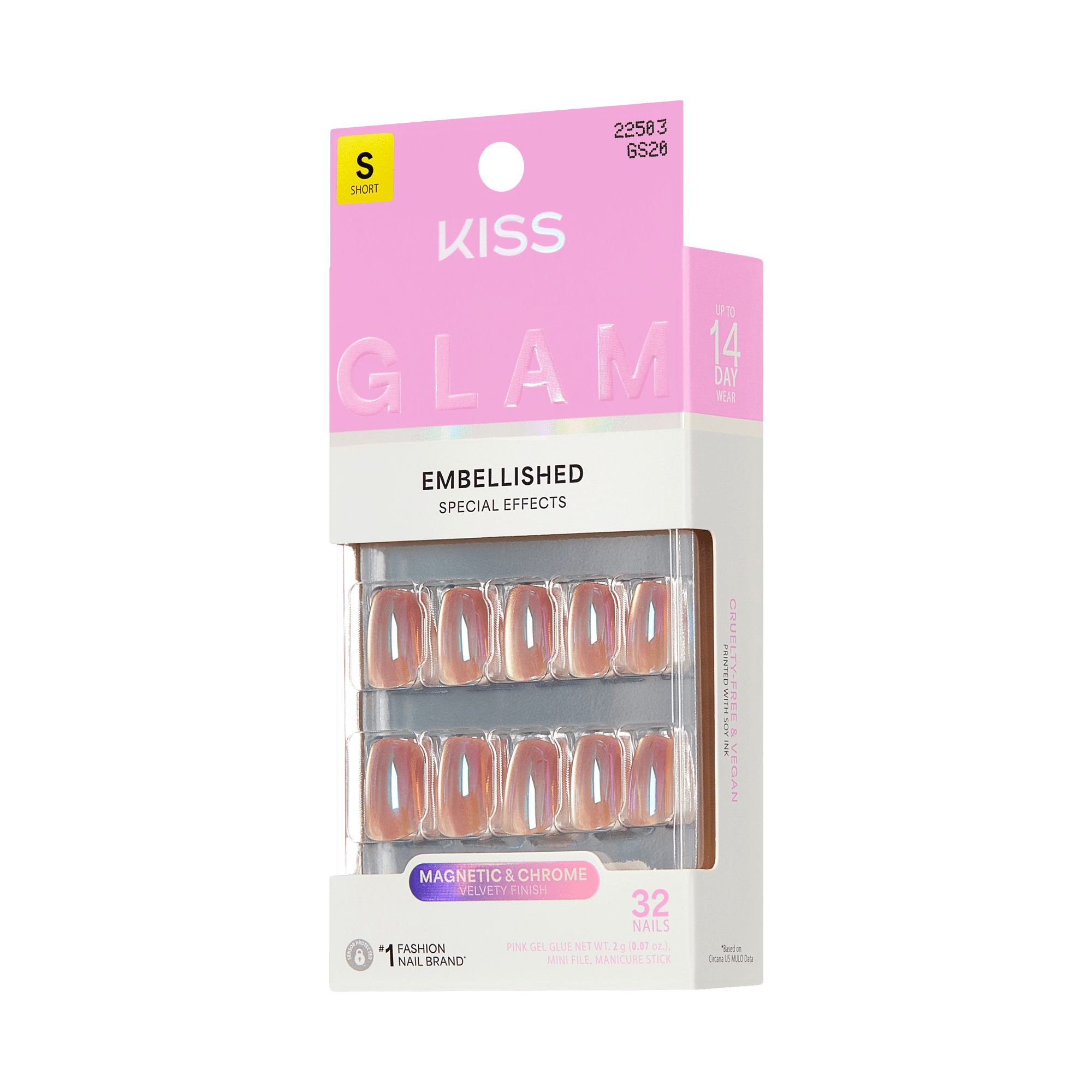 KISS GLAM Embellished Press On Glue Nails - Golden Hour Affairs