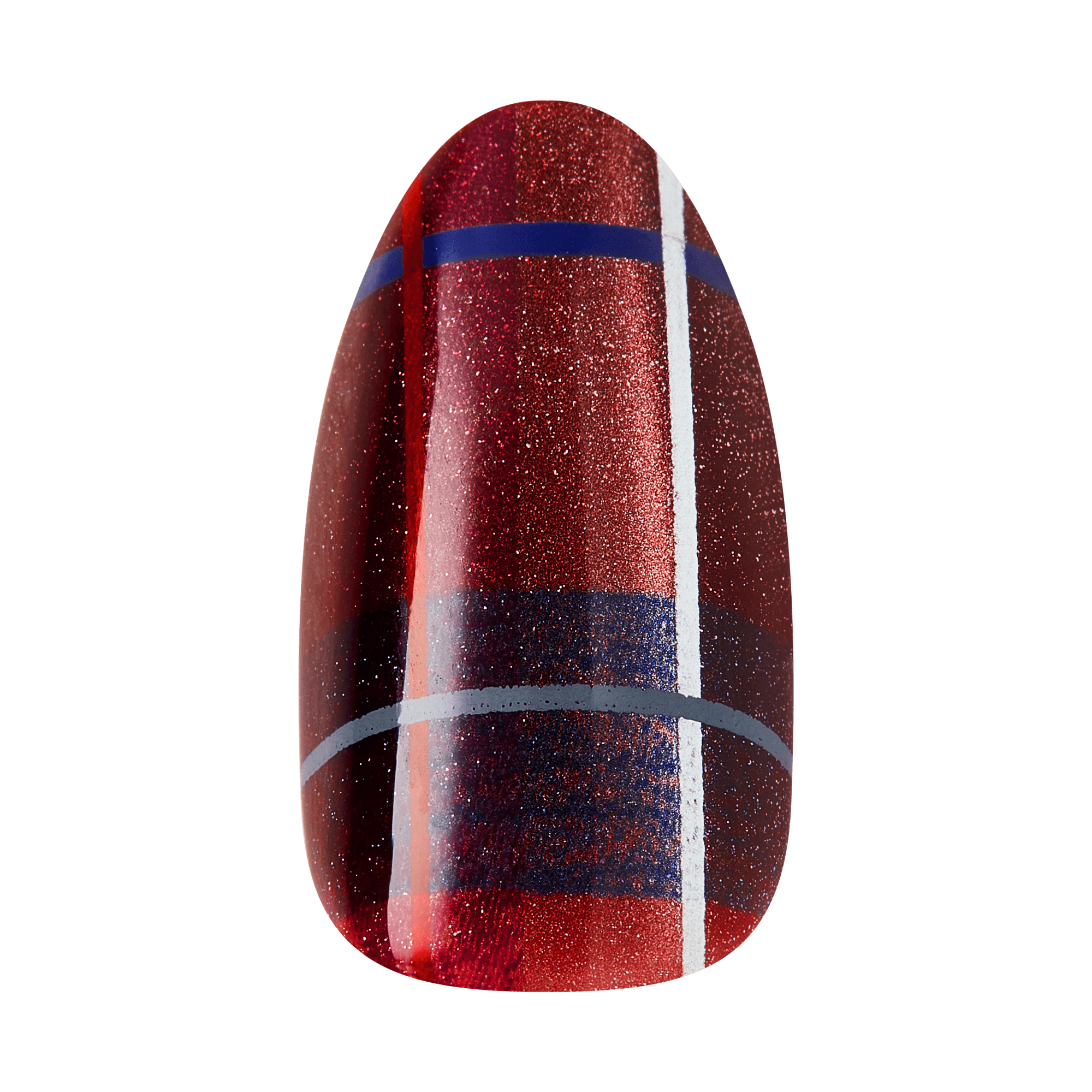 Kiss Glam Embellished Press On Fake Glue Nails - Mirror | 3D & Jewel Design, Red, Medium, Almond