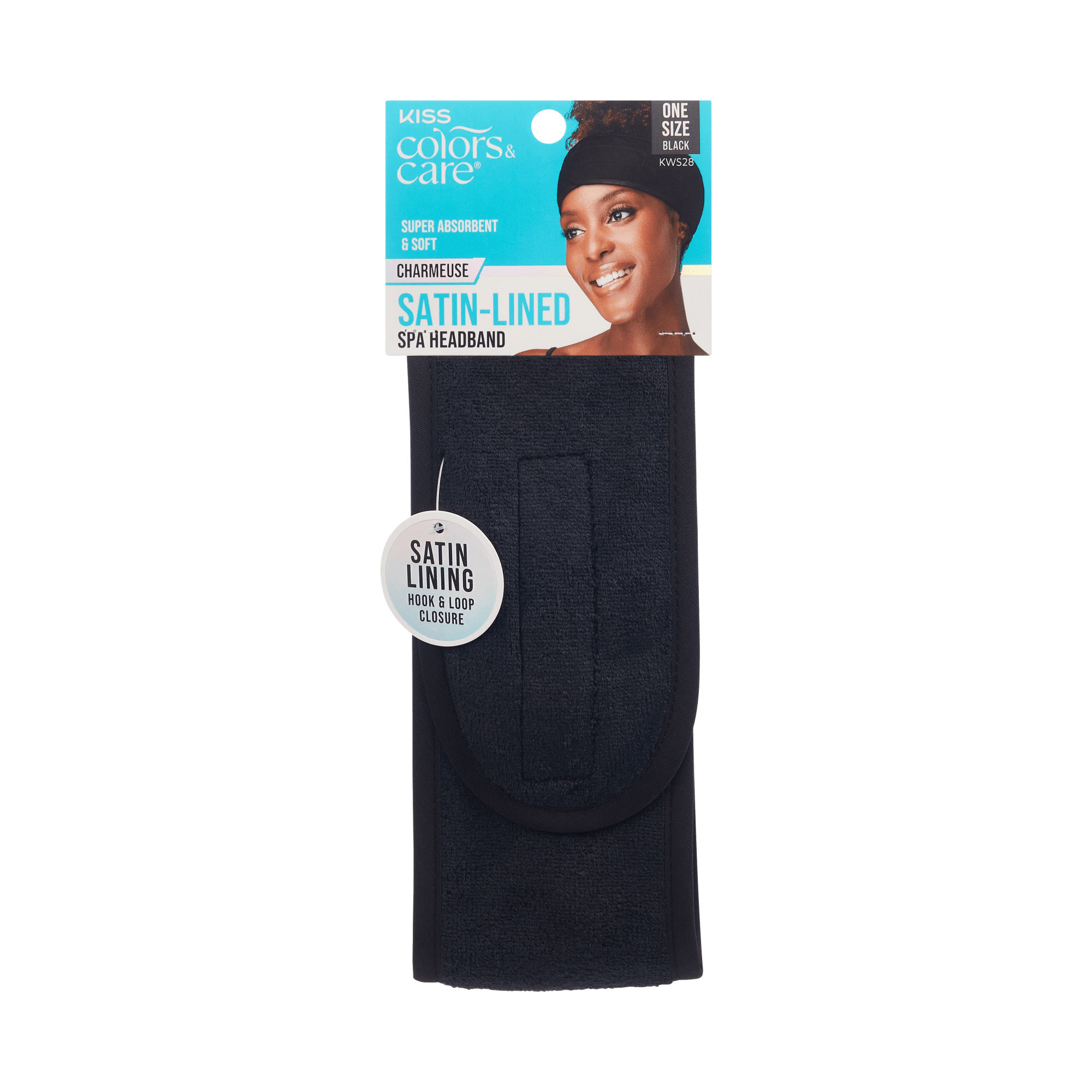 KISS Colors & Care Satin-Lined Spa Headband - Black