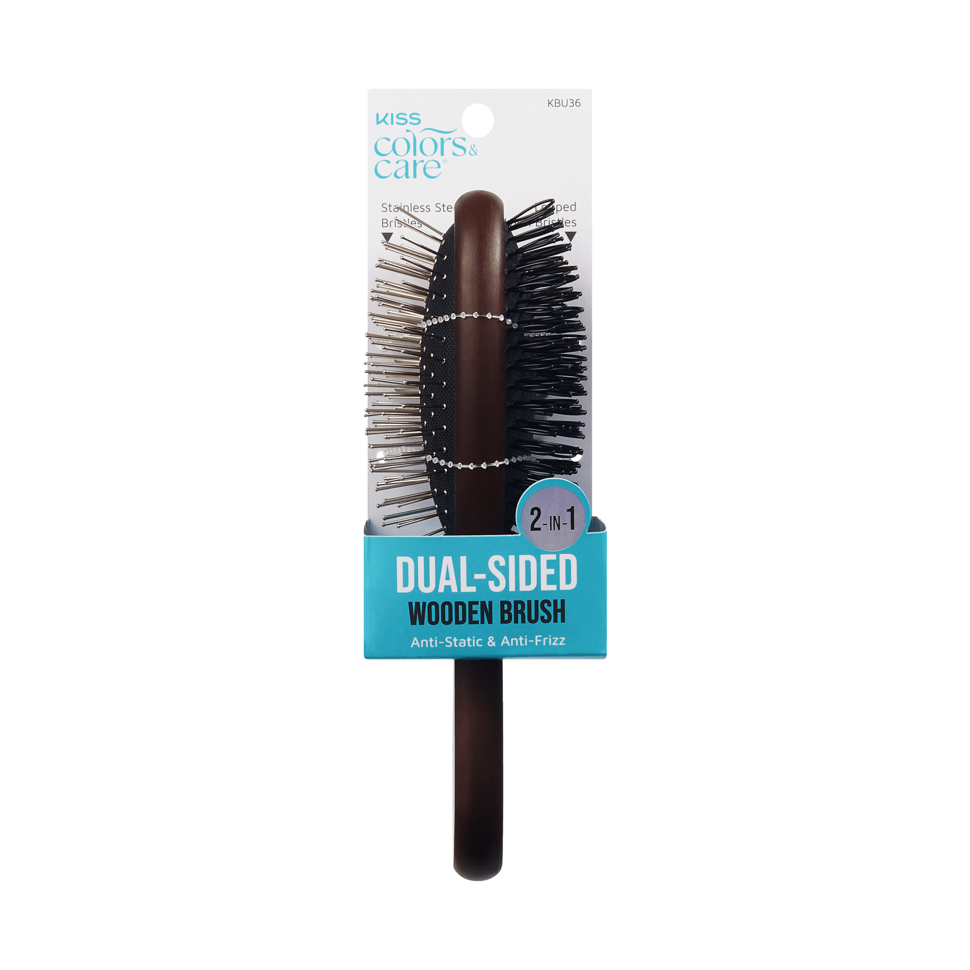 KISS Colors & Care Dual-Sided 2-in-1 Wooden Wig Brush