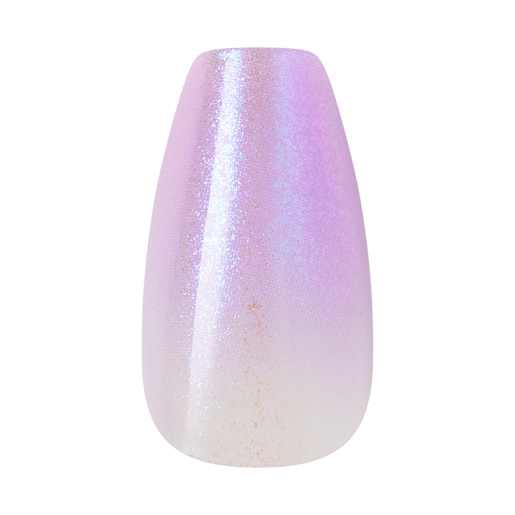 Gradient nail tip with purple to white color on a clear background