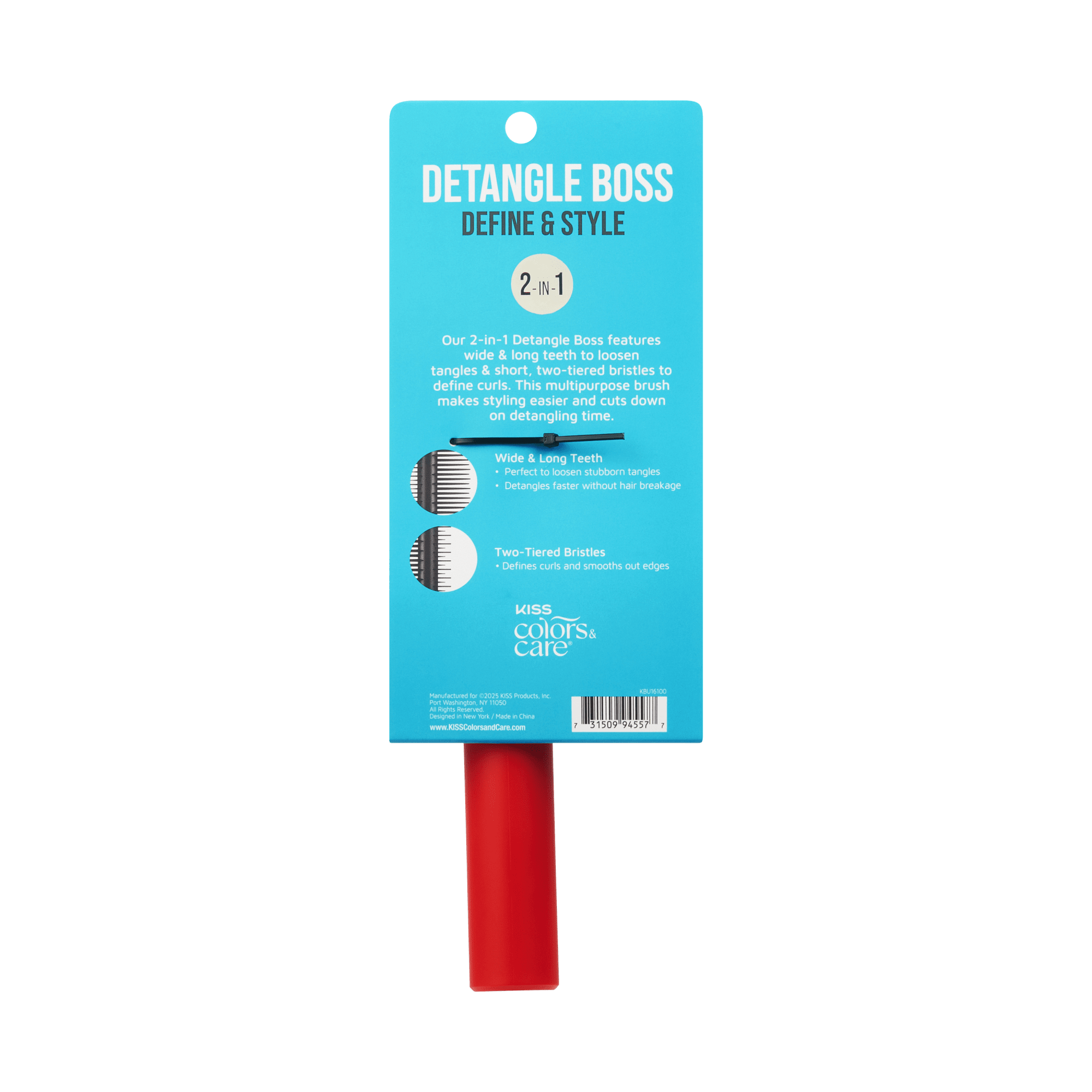 KISS Colors & Care Detangle Boss Glide & Define 2-in-1 Brush