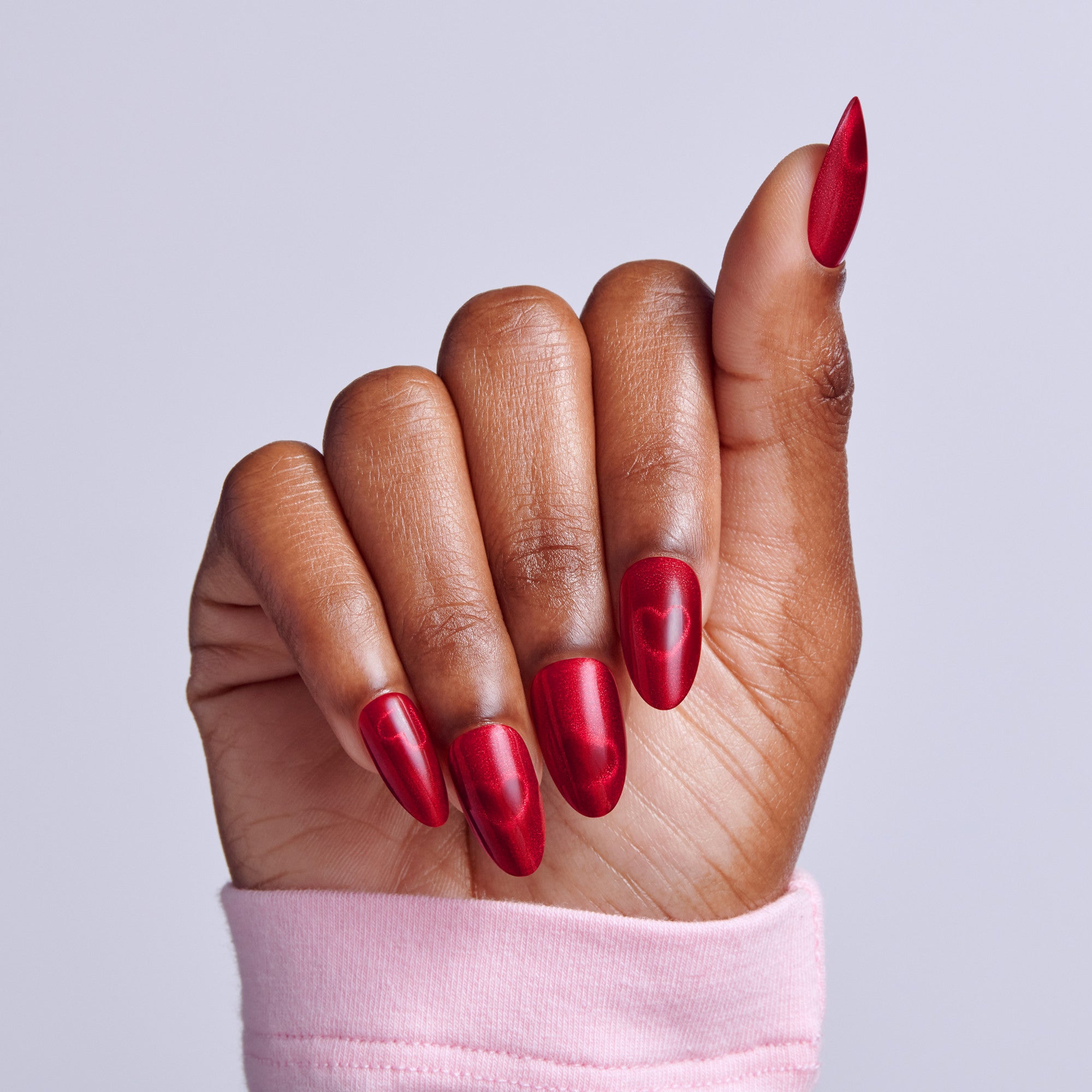Kiss Glam Embellished Press On Fake Glue Nails - Famous | 3D & Jewel Design, Red, Medium, Almond