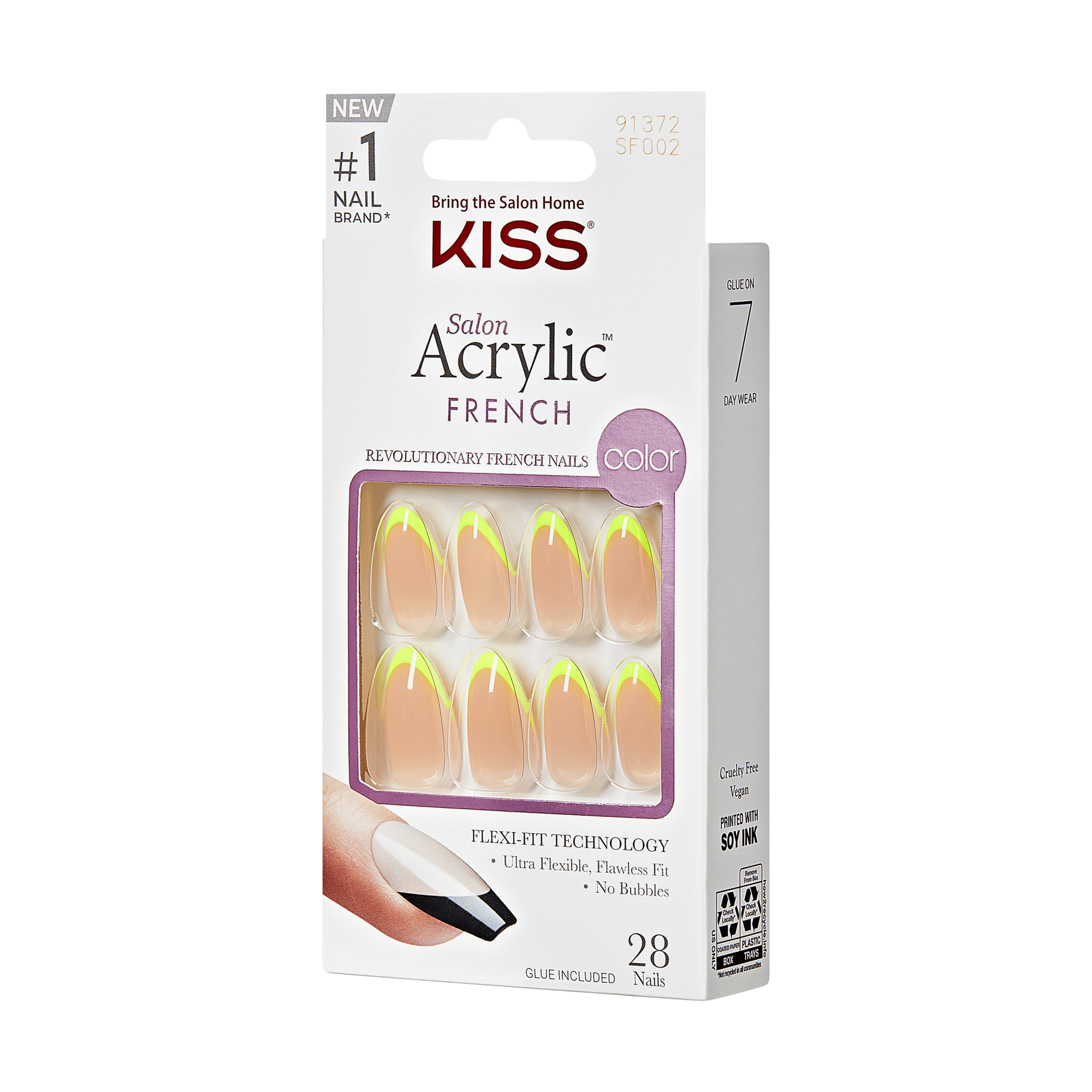 Packaging for KISS Salon Acrylic French Color nails in &