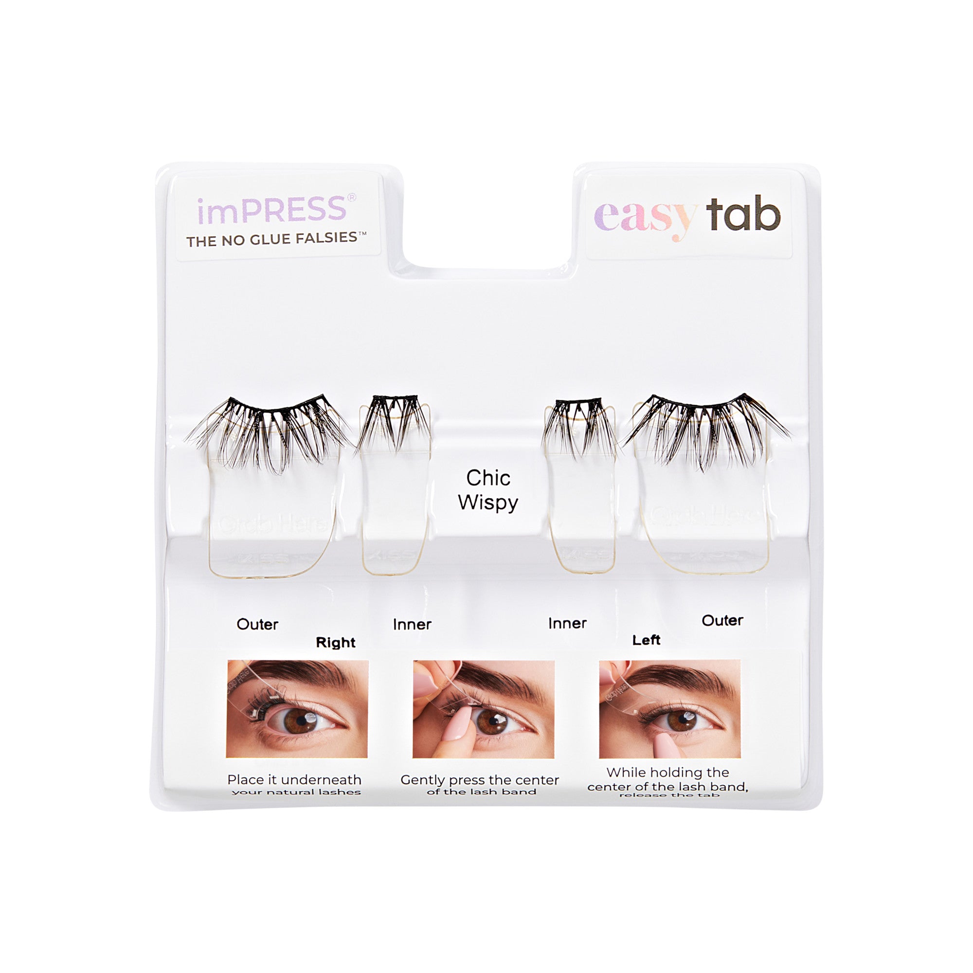 imPRESS Falsies easy tab Self Adhesive Eyelashes– Chic Wispy
