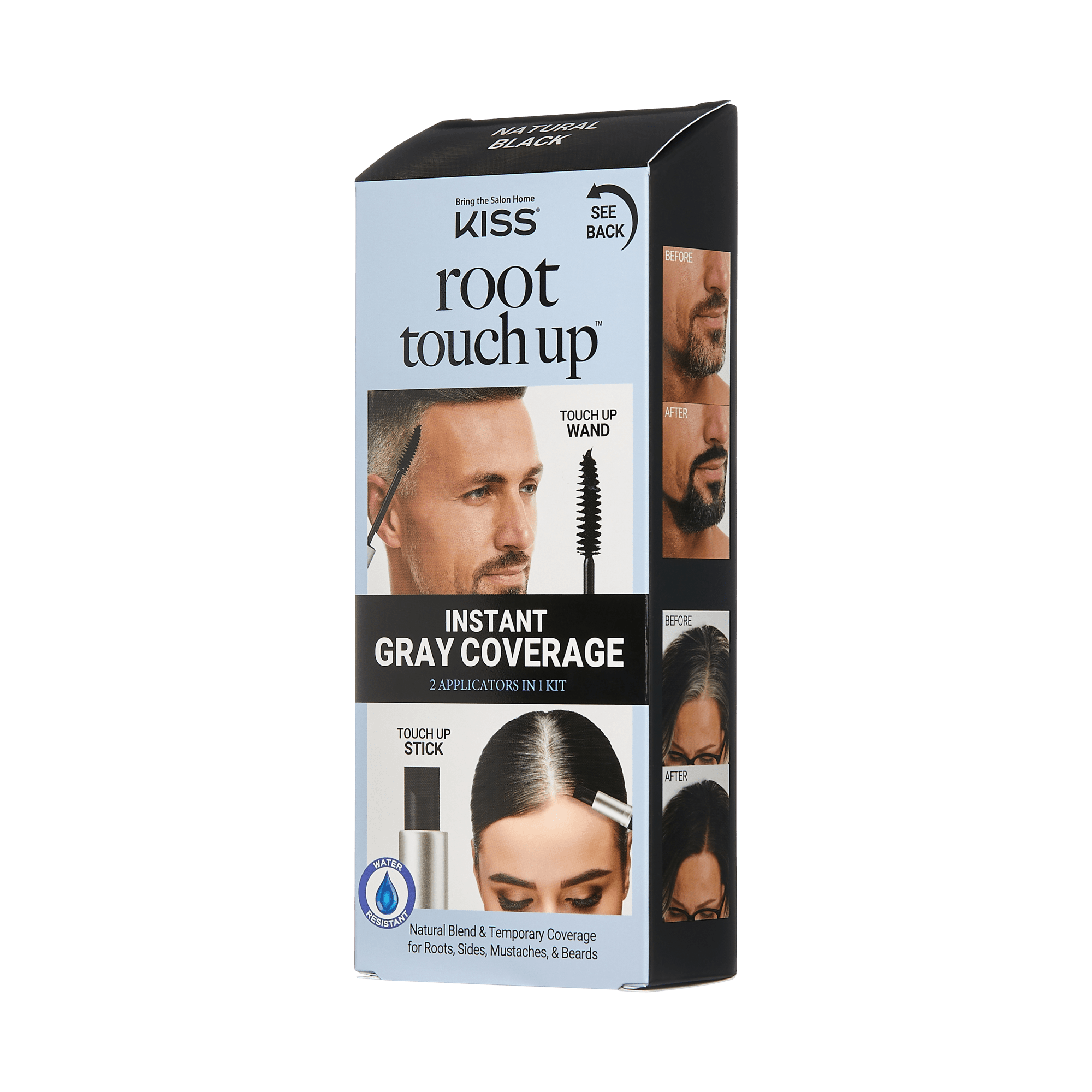 KISS Colors & Care Root Touch Up 2-in-1 Cover & Conceal Kit - Natural Black