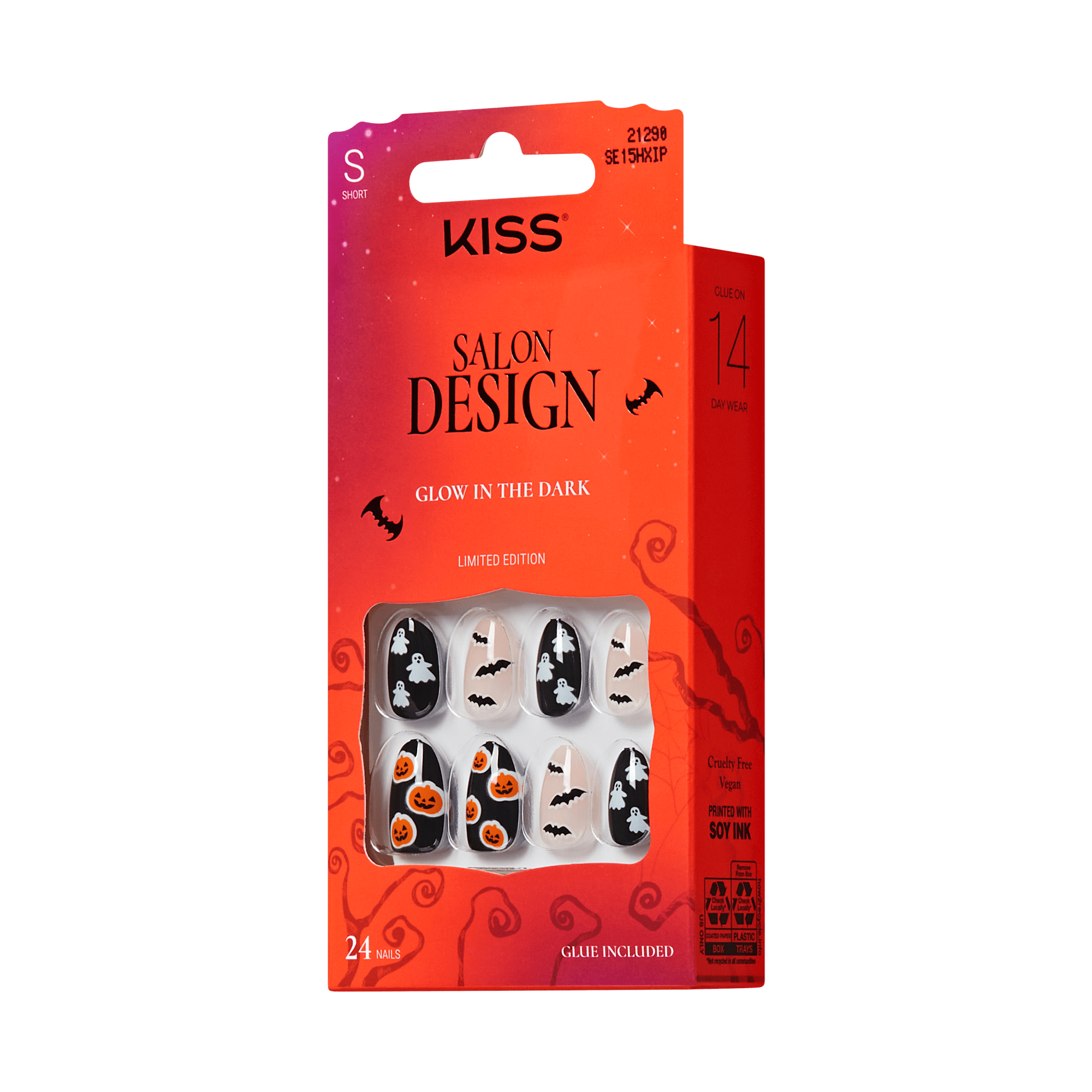 KISS Salon Design Halloween Press On Glue Nails - Thriller Tonight