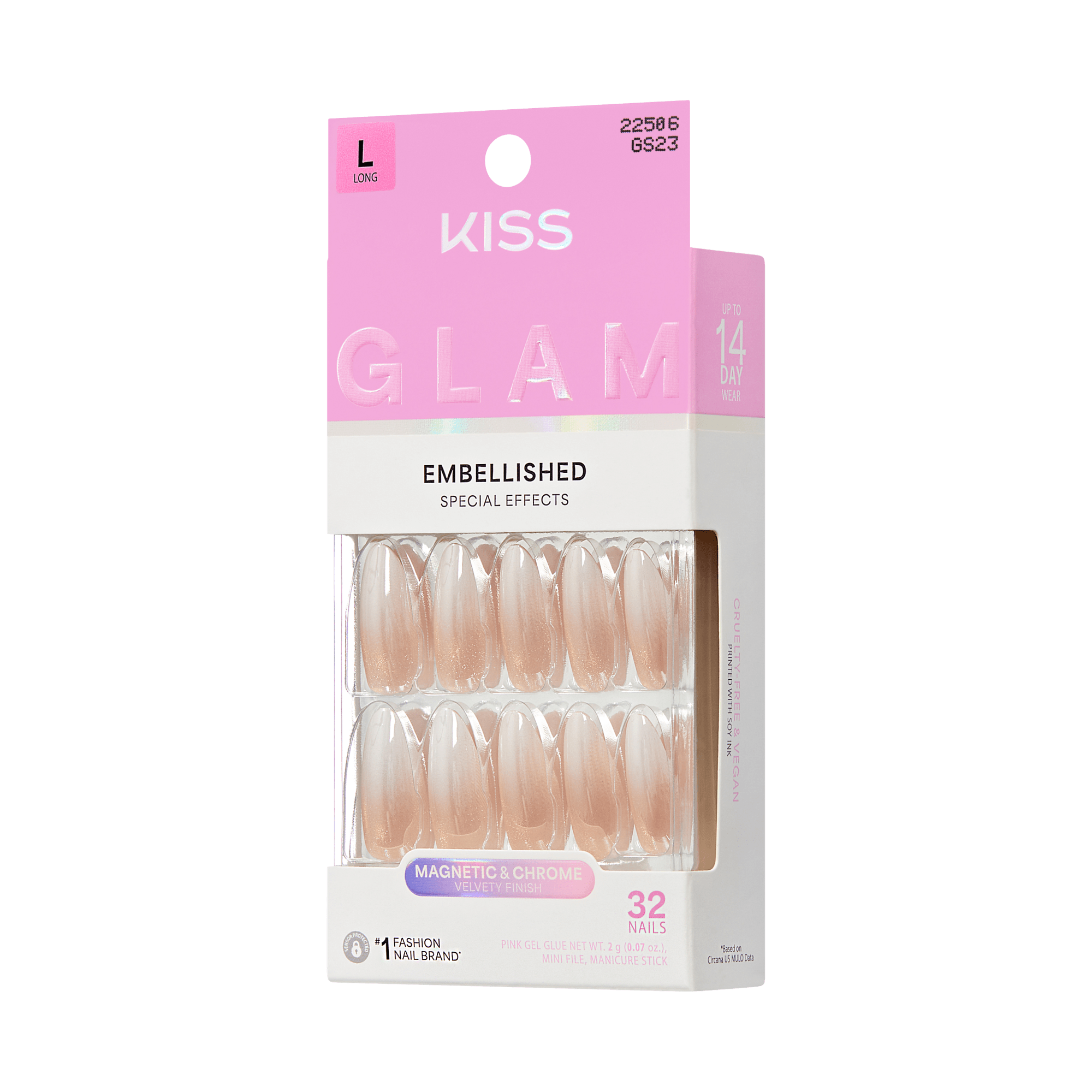 KISS GLAM Embellished Press On Glue Nails - Day n Night