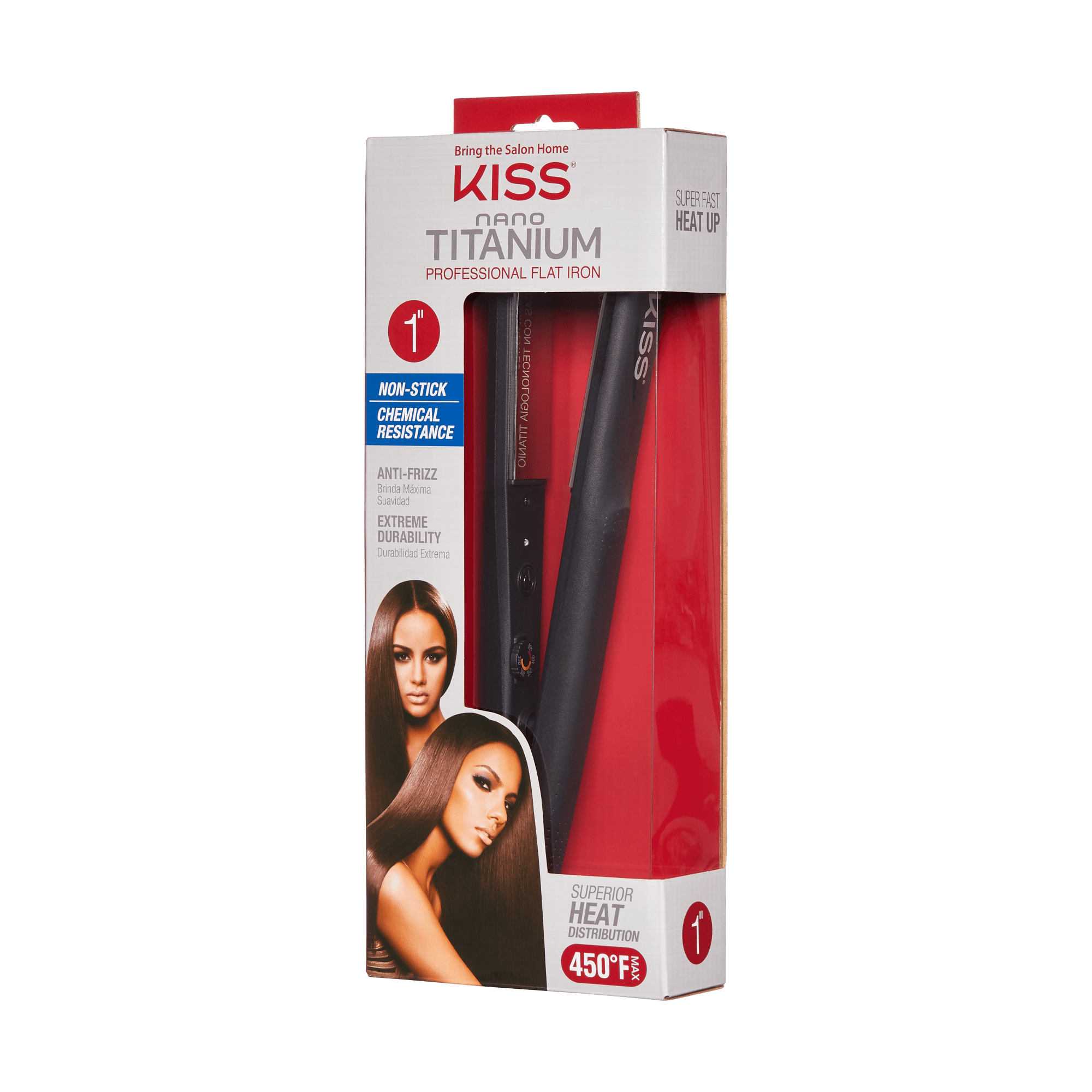 KISS Nano Titanium Professional Flat Iron, 1"