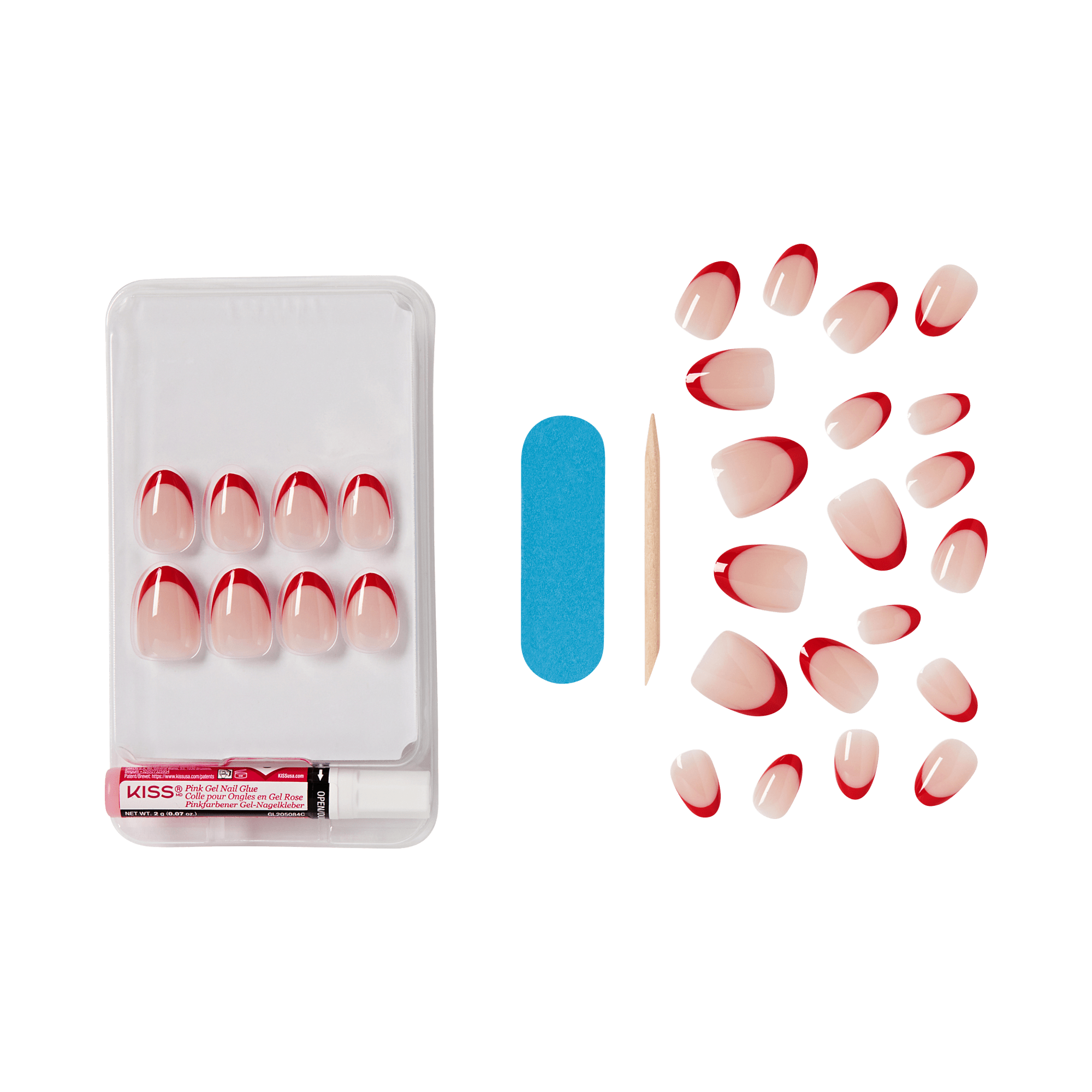 KISS Salon Acrylic French Color Press On Glue Nails - Sleek