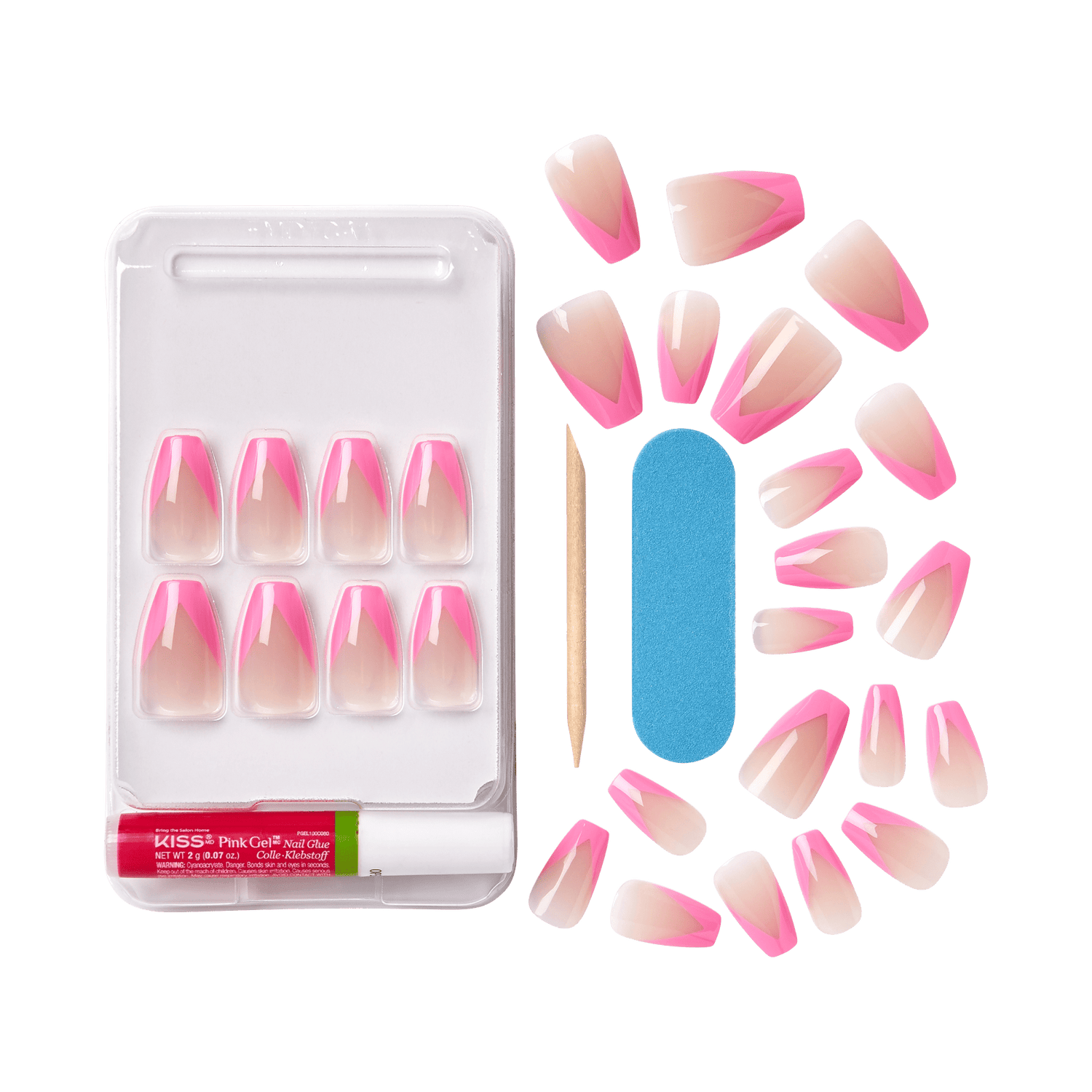 Contents of KISS Salon Acrylic French Color nails in &