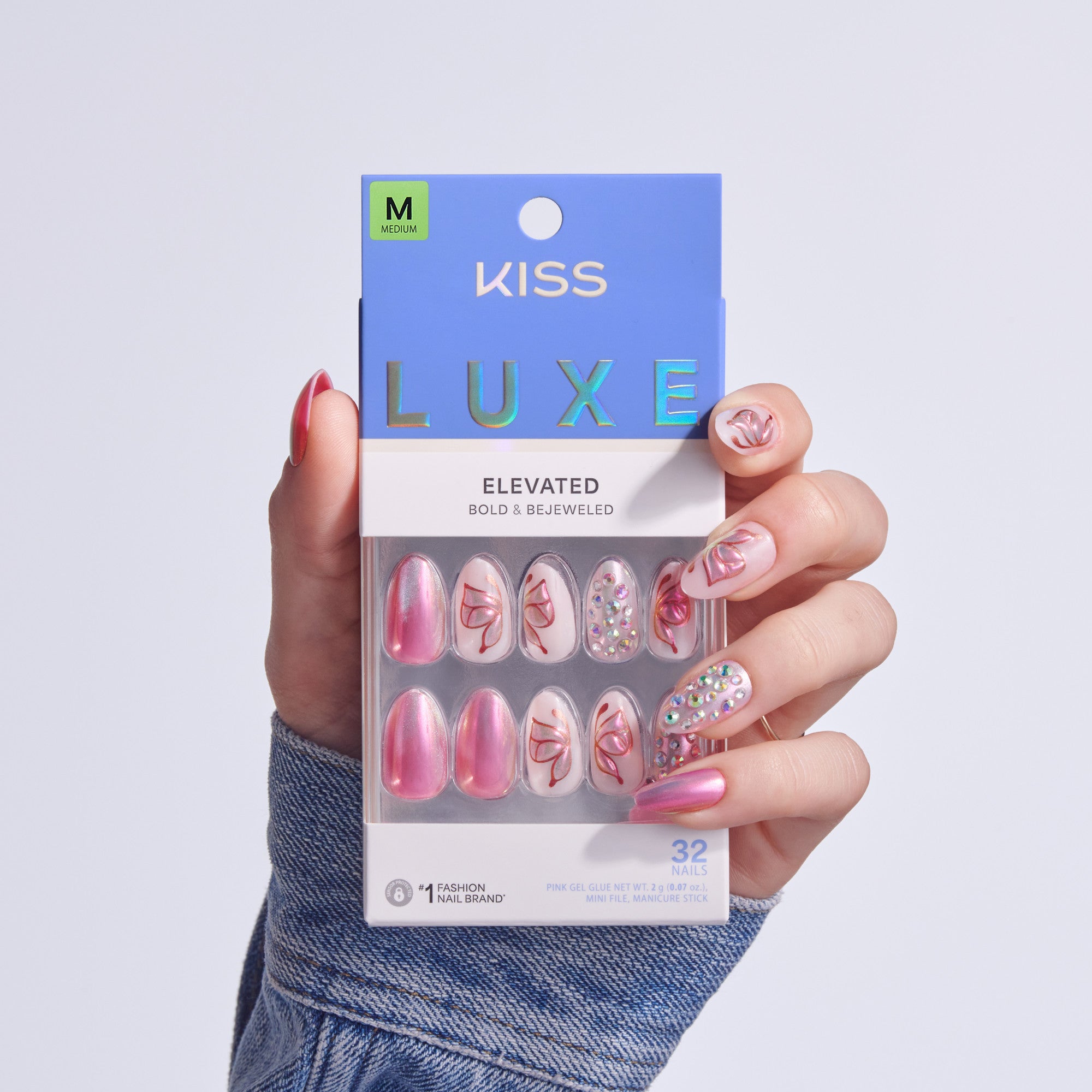 KISS LUXE Press On Glue Nails - Rose Knot