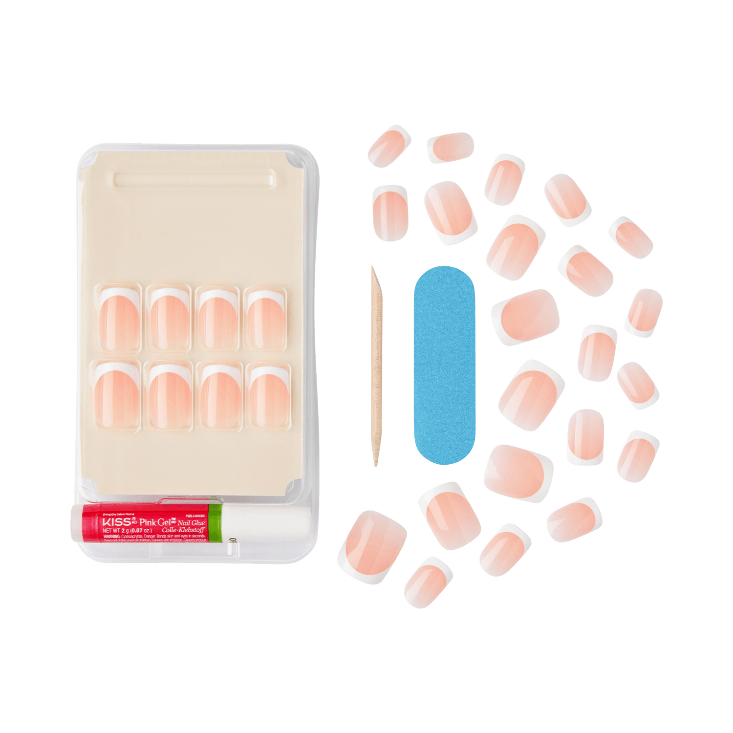 KISS Salon Acrylic French Press On Glue Nails - Bonjour