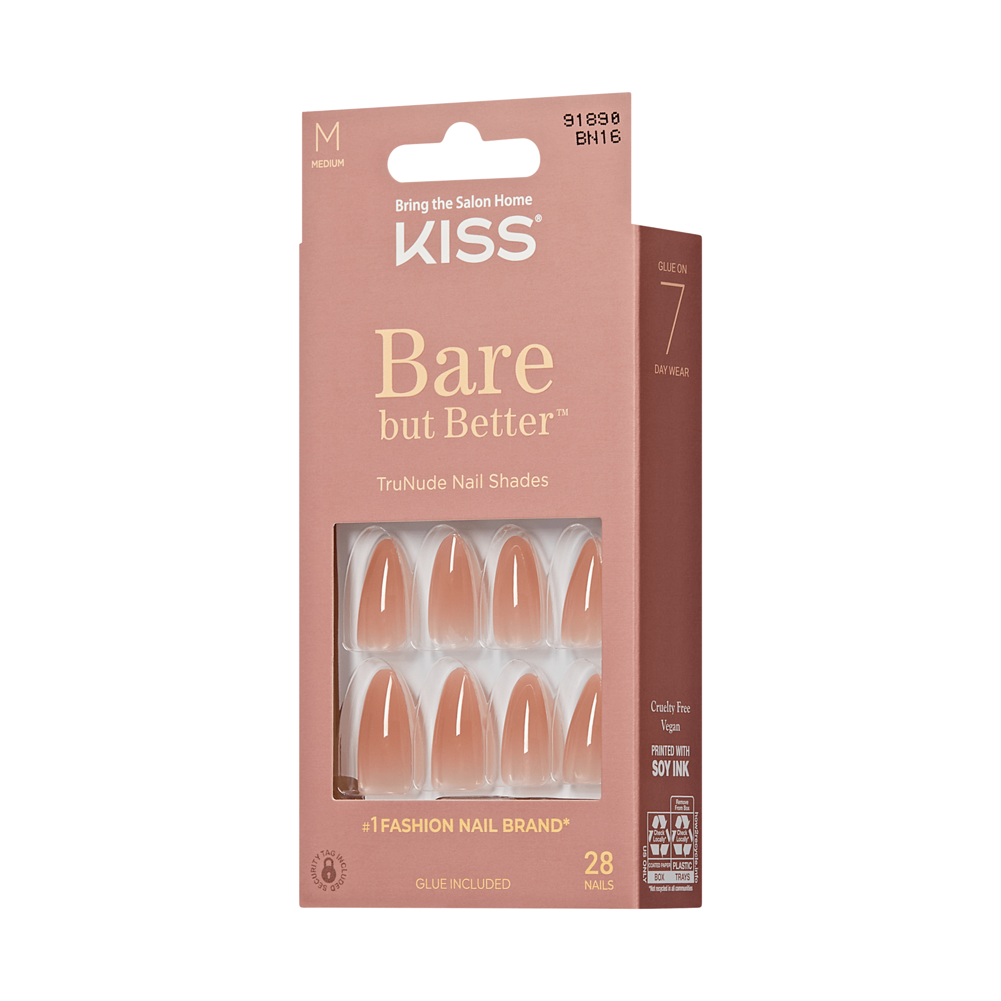 KISS Bare but Better Press On Glue Nails - Fairest Nude
