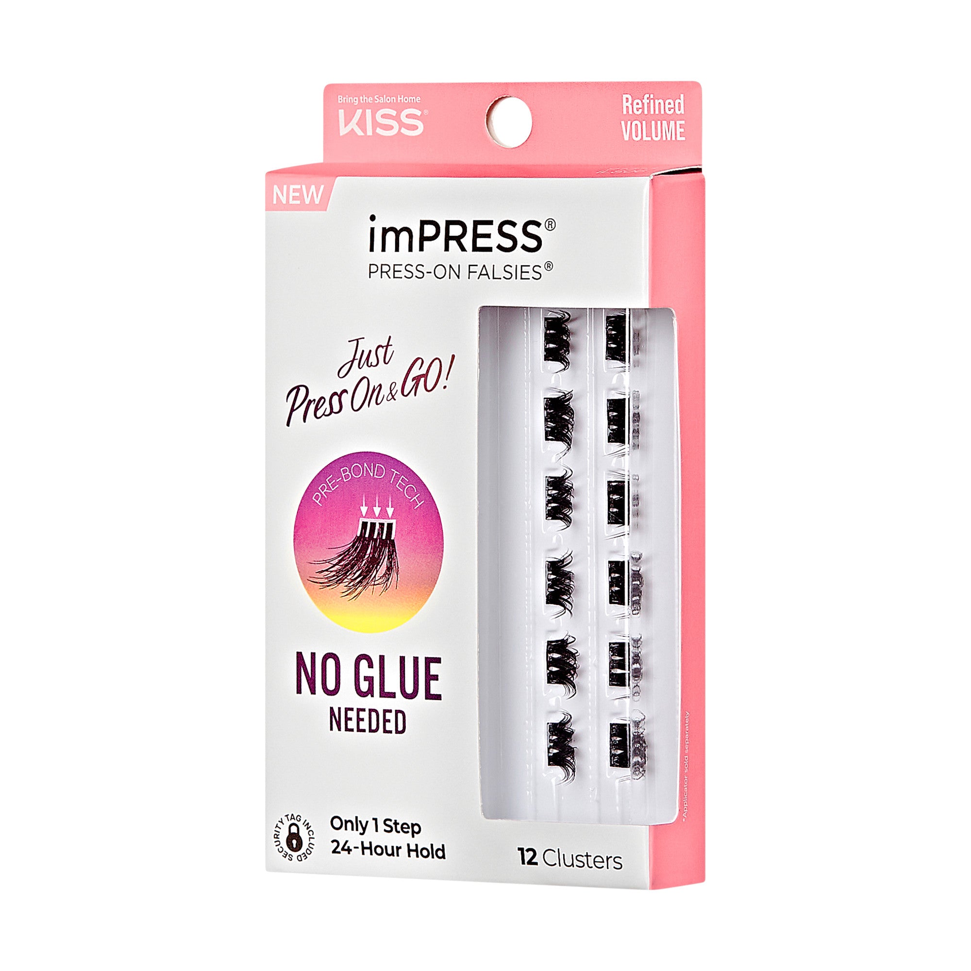 Impress Falsies Self Adhesive Eyelashes, 12 Lash Clusters - Refined
