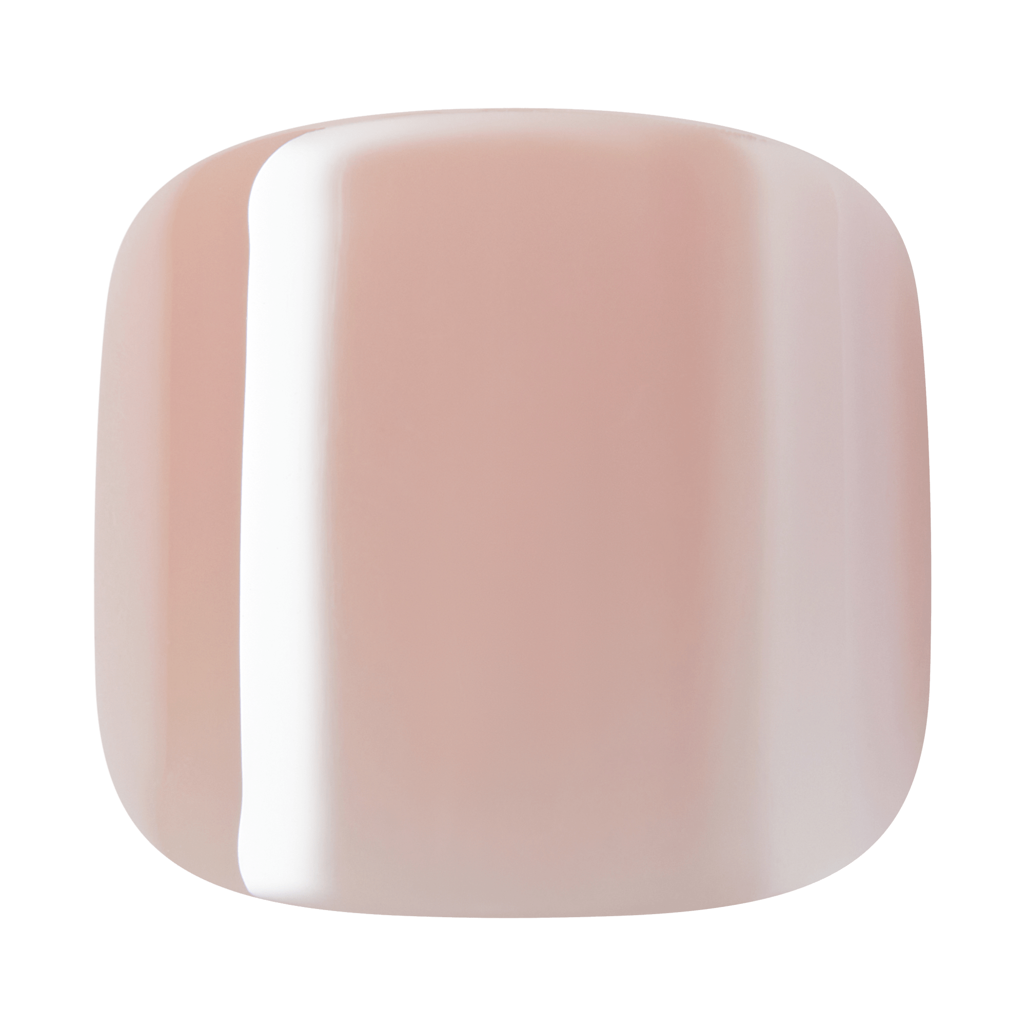 Nude pink nail polish swatch with white stripe detail