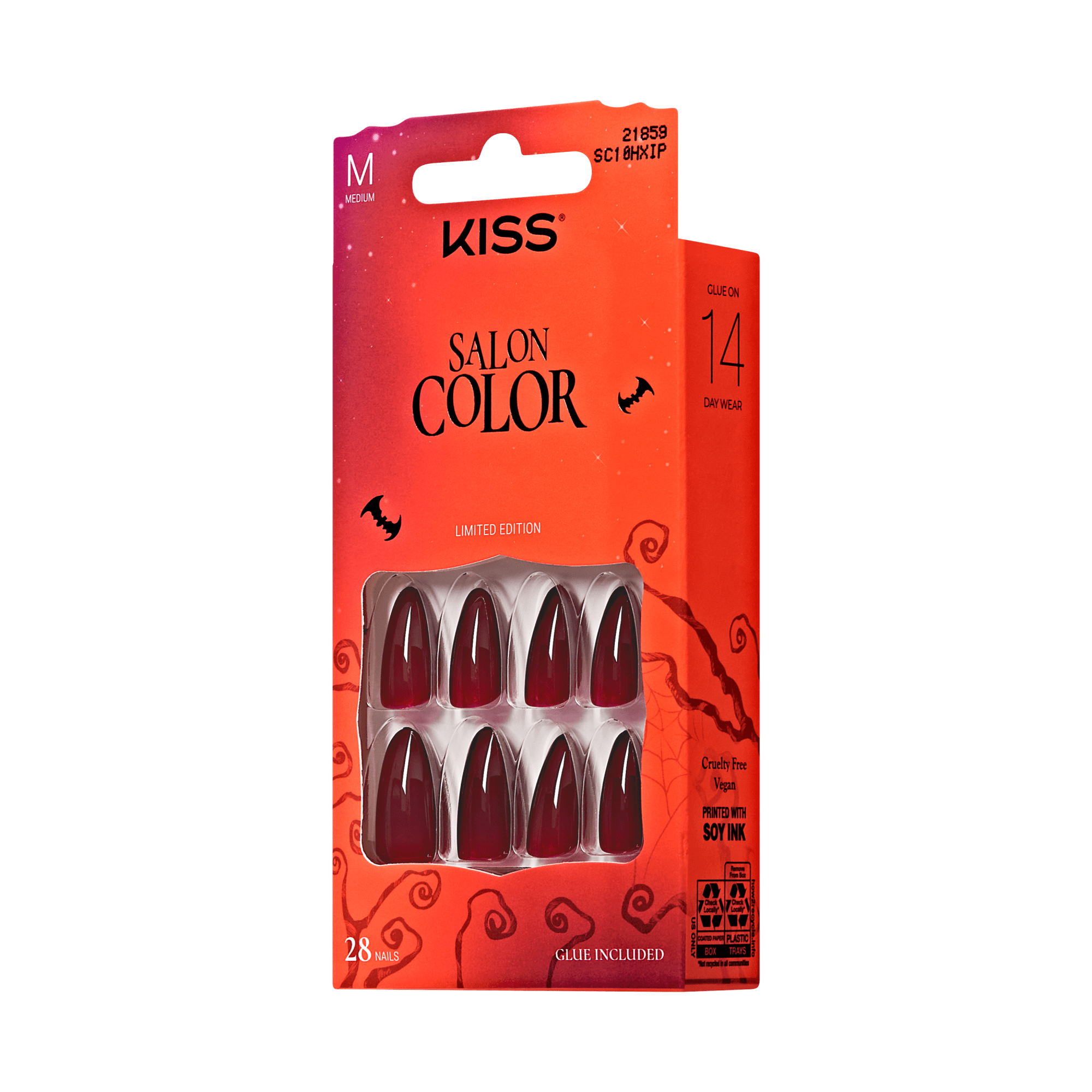 KISS Salon Color Halloween Press On Glue Nails - Love at First Bite