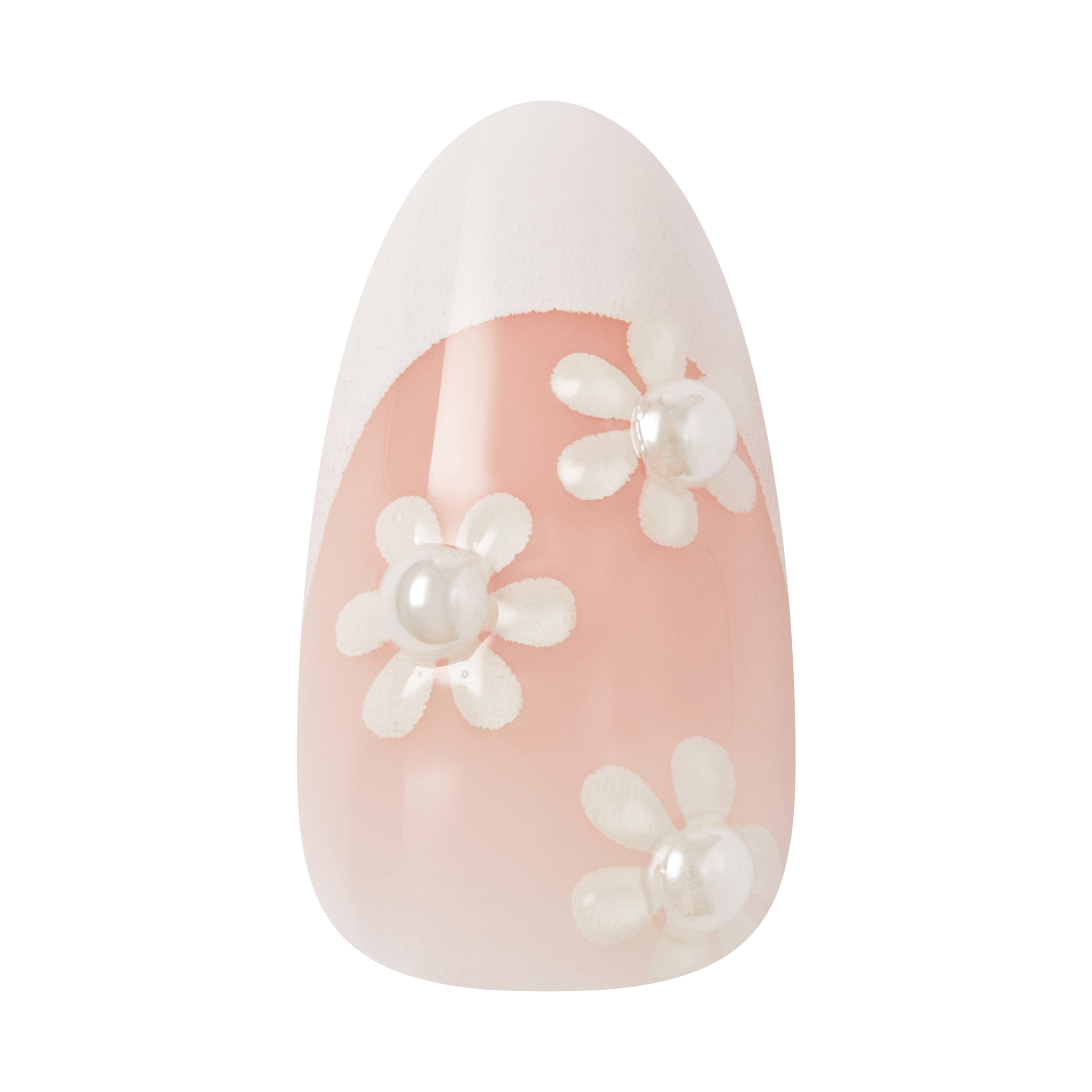Kiss Glam Jeweled Press On Fake Glue Nails - Crystal Bloom | 3D & Jeweled French Design, White, Medium, Almond