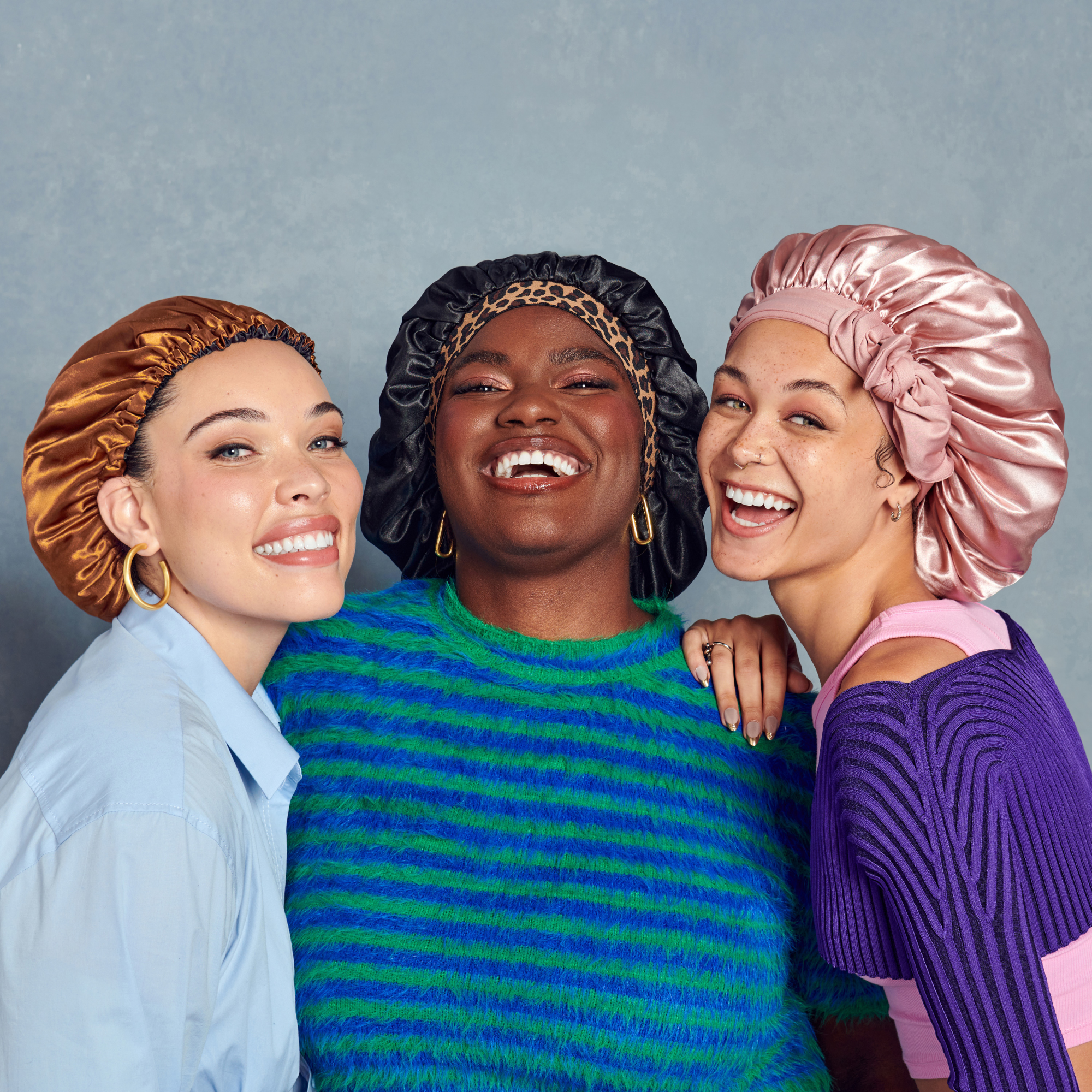 KISS Colors & Care Silky Charmeuse Satin Stylish Day & Night Cap - Black & Leopard