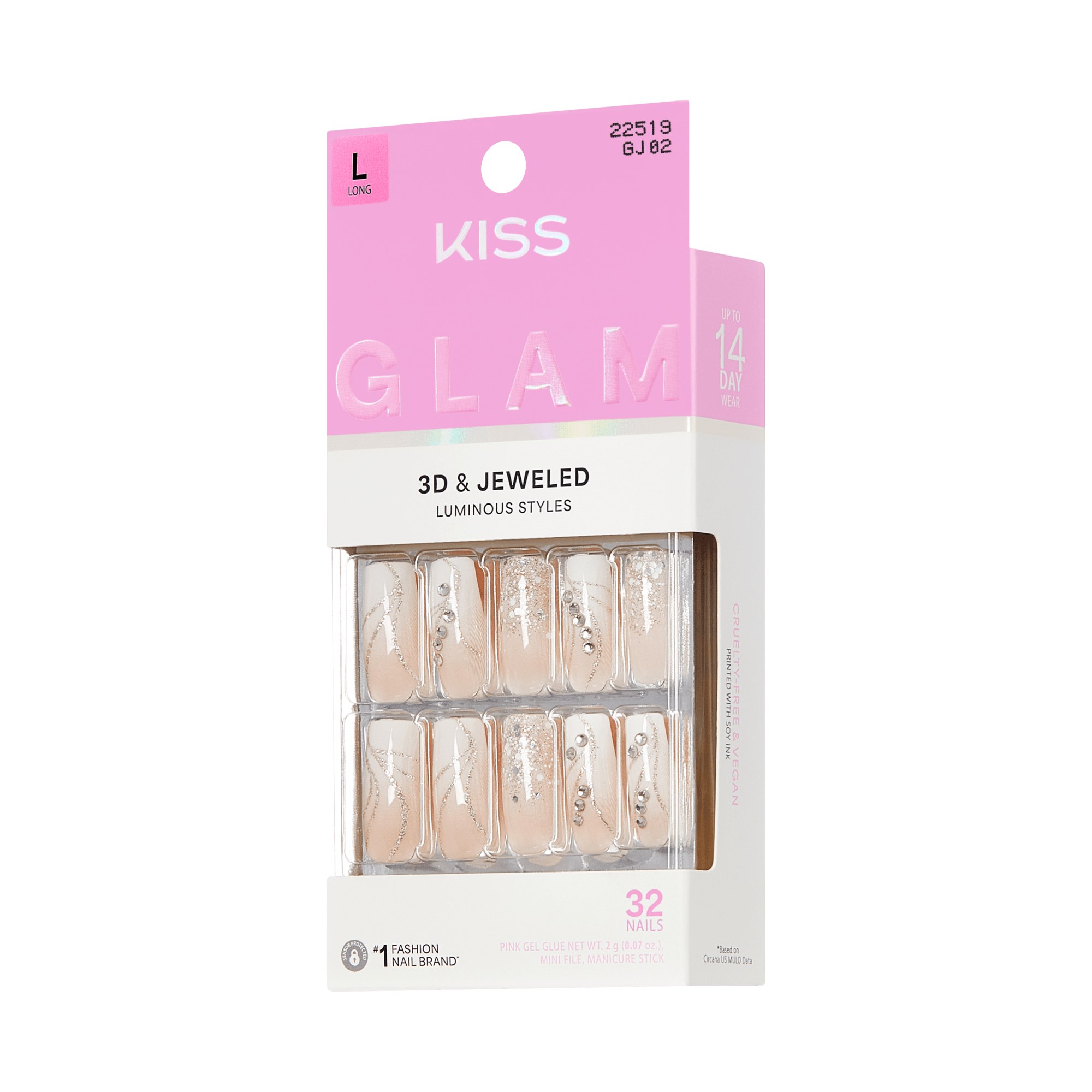 KISS GLAM 3D & Jewel Press On Glue Nails - Wrapped in Beauty