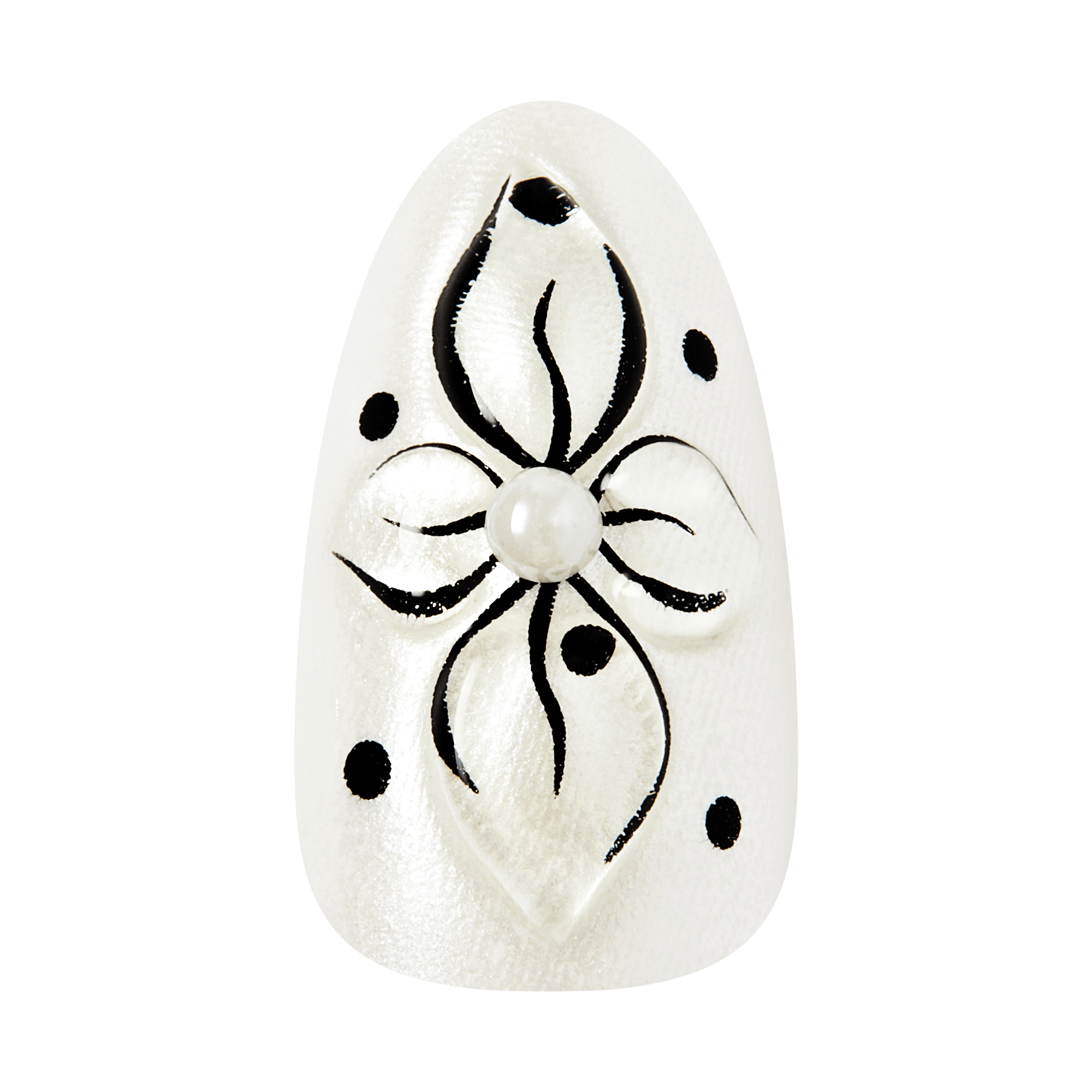 Kiss Glam Jeweled Press On Fake Glue Nails - Mood Pop | 3D & Jeweled French Design, Black & White, Medium, Almond