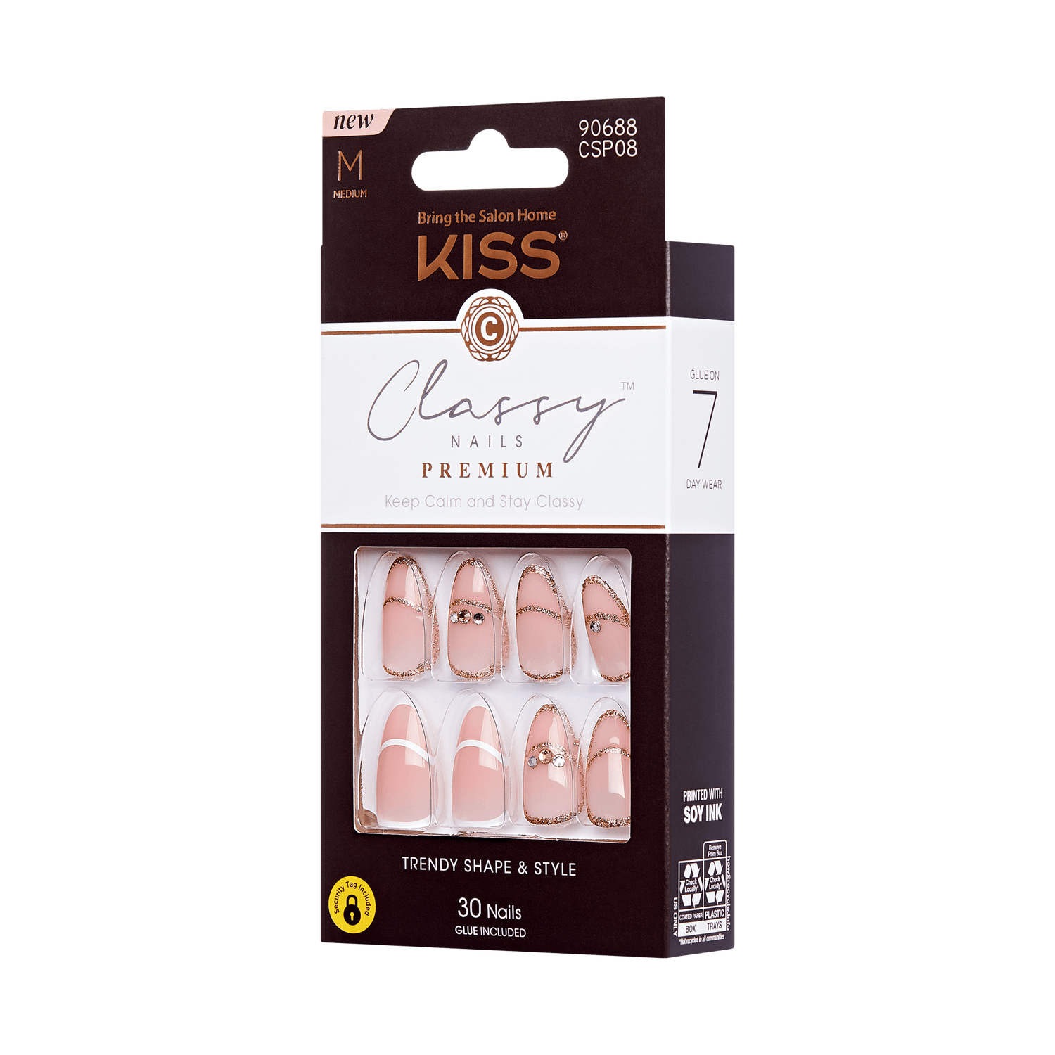 KISS Classy Premium Press On Glue Nails - Over the Moon