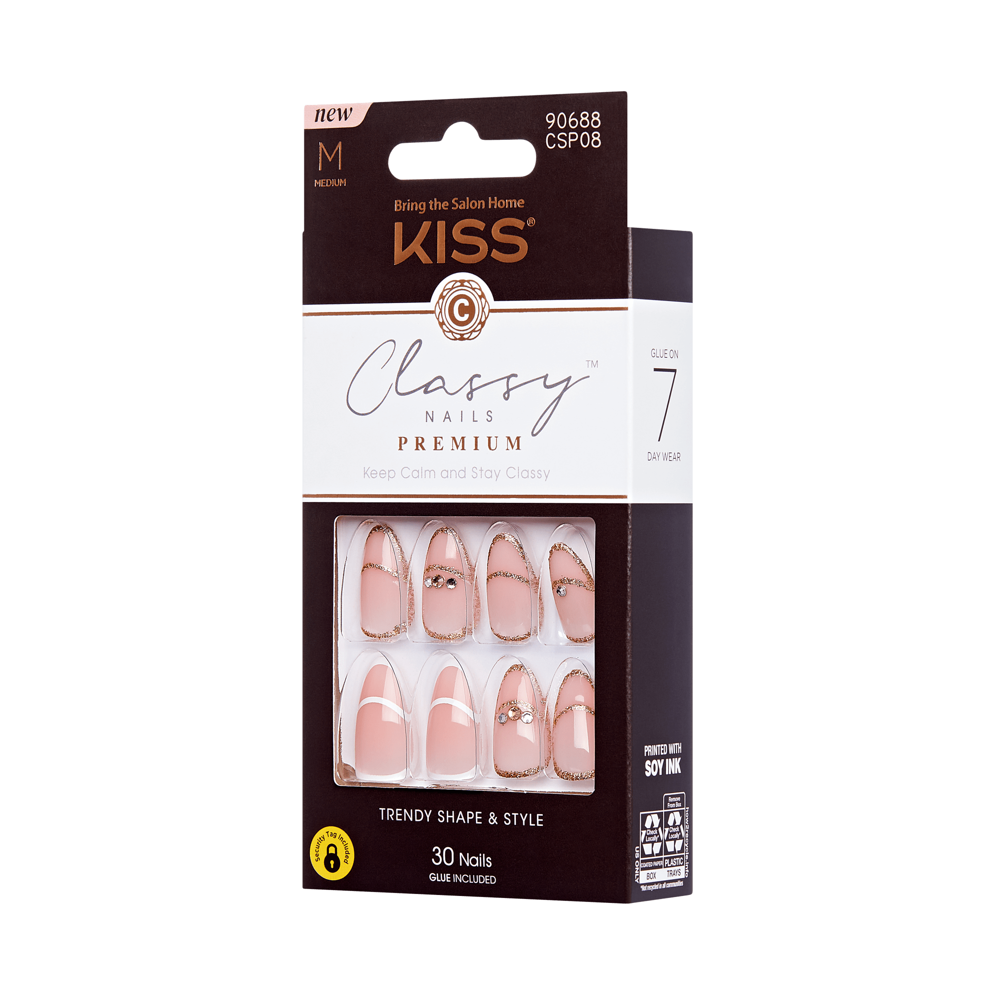 KISS Classy Premium Press On Glue Nails - Over the Moon