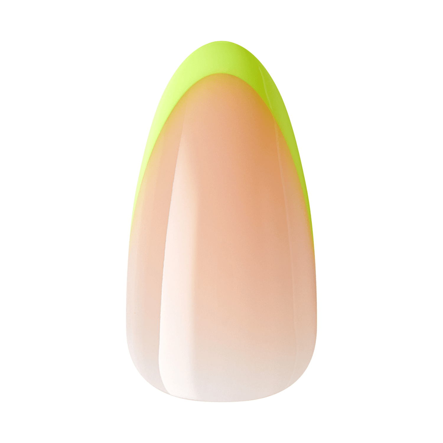 Close-up of a singular KISS Salon Acrylic French Color nails in &