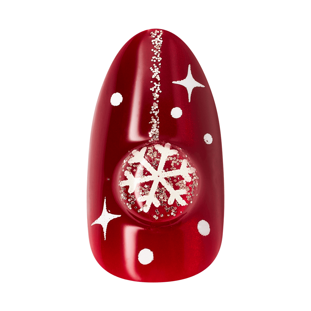 Kiss Merry Holiday Press On Fake Glue Nails - Deck The Nails | Design, Red & White, Medium, Almond