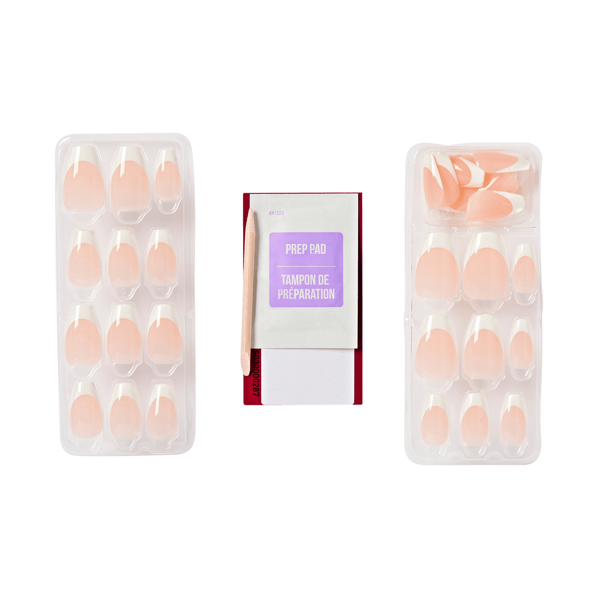 Impress French No Glue Fake Press On Nails - Ideal | French Tips, White & Neutral, Medium, Coffin, Manicure