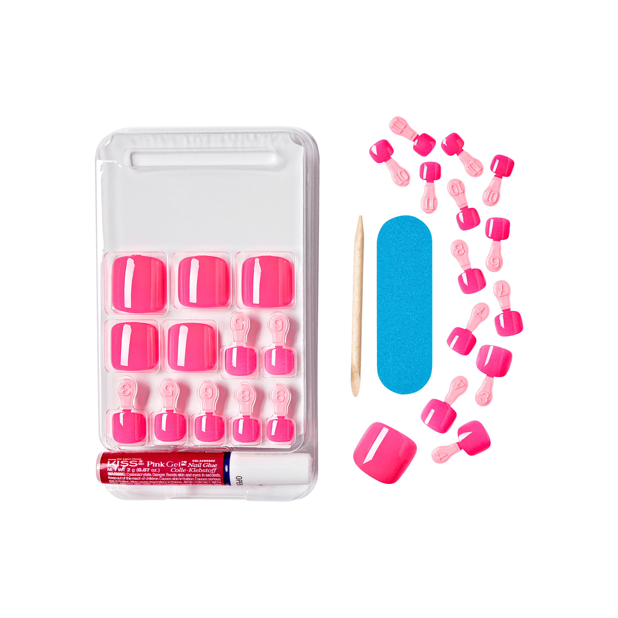KISS Gel Fantasy Color Press On Glue Toenails - No Fear
