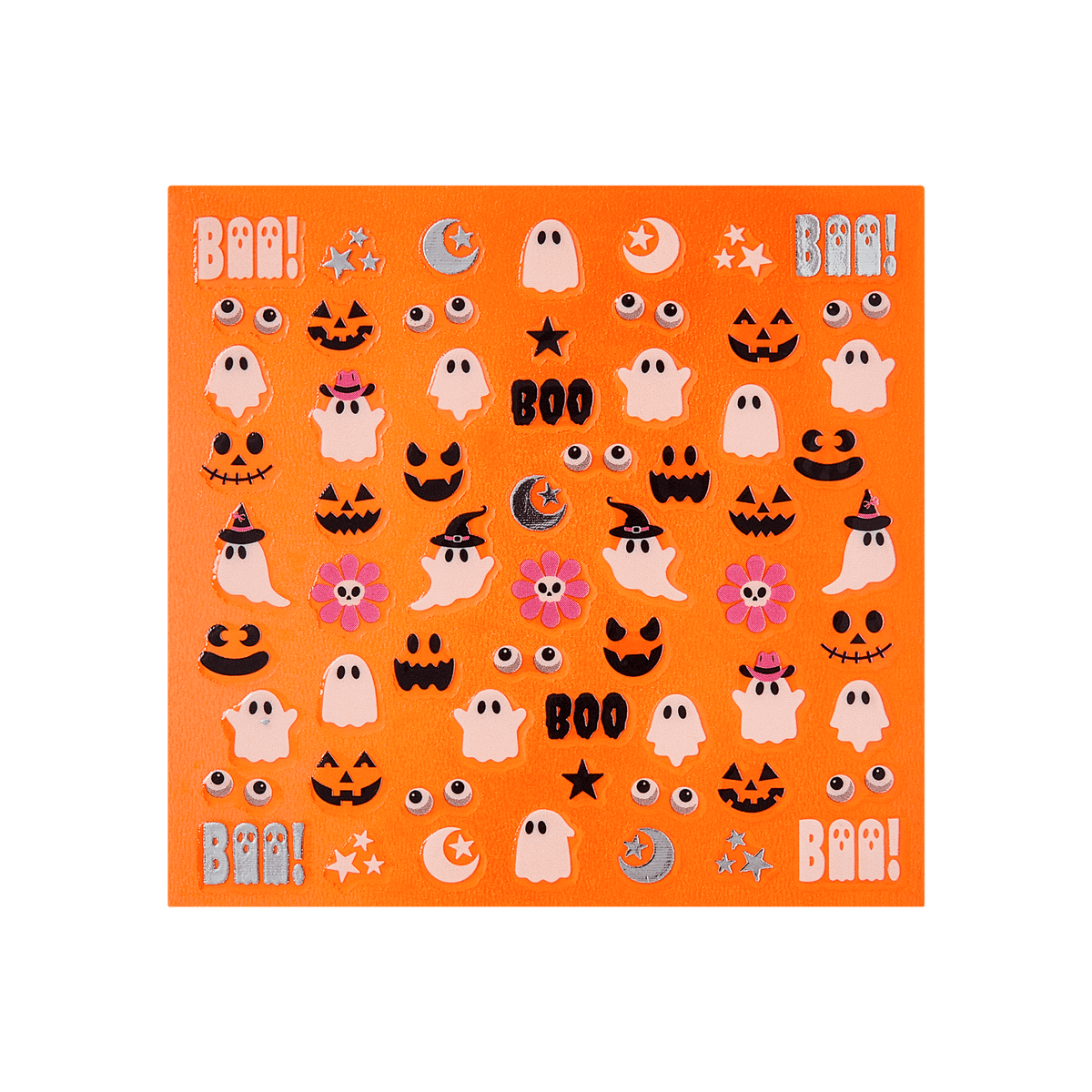 Kiss Glow-In-The-Dark Halloween Press On Fake Nail Art Stickers - Creepin’ | 3 Sheets, Multicolor