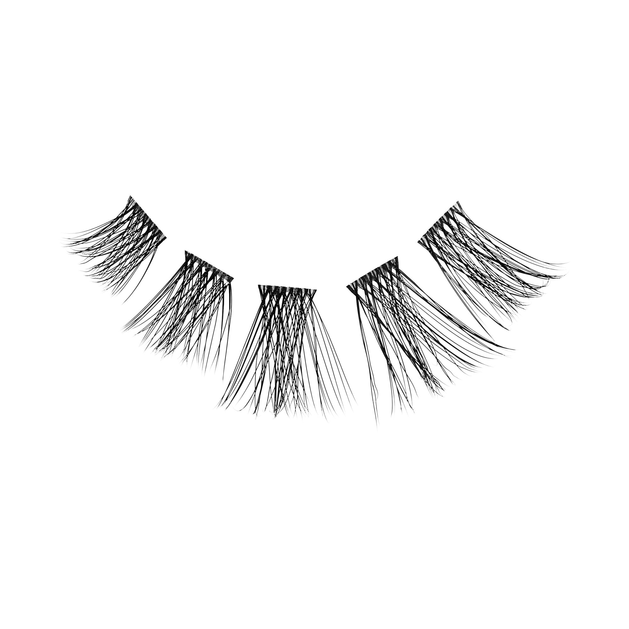 Black false eyelashes with layered lashes on white background