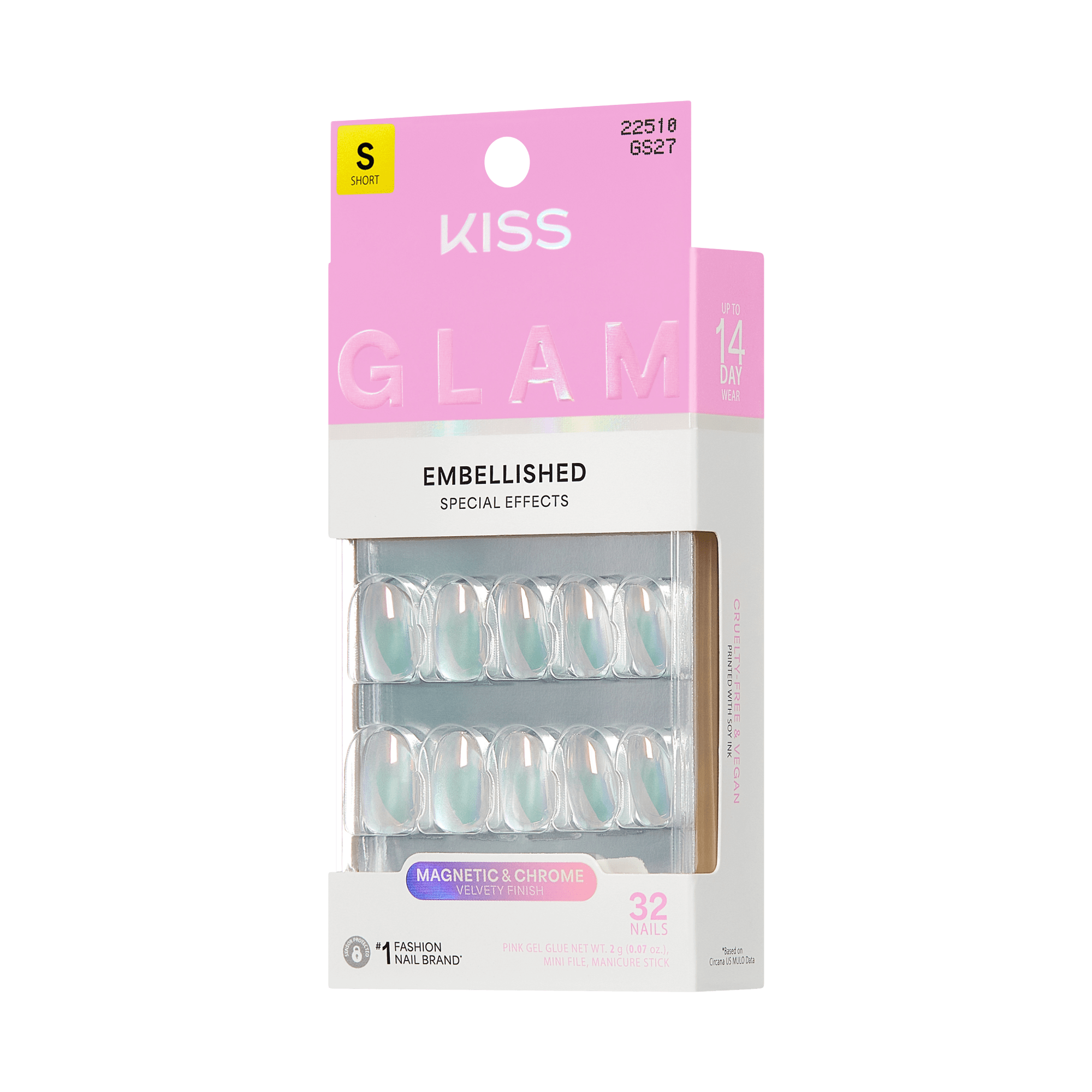 KISS GLAM Embellished Press On Glue Nails - Celestique