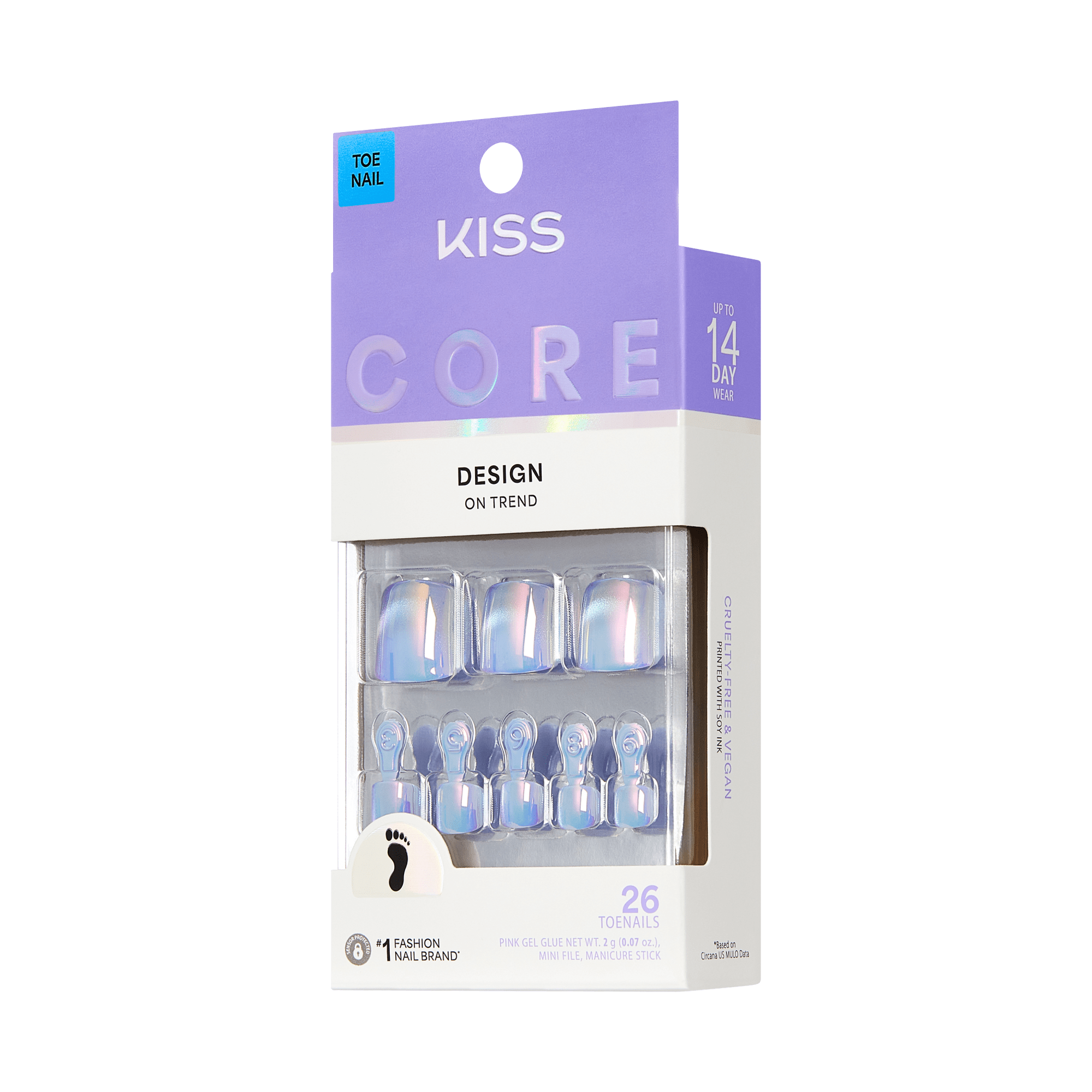 Kiss Core nail art kit packaging on a tranasparent background