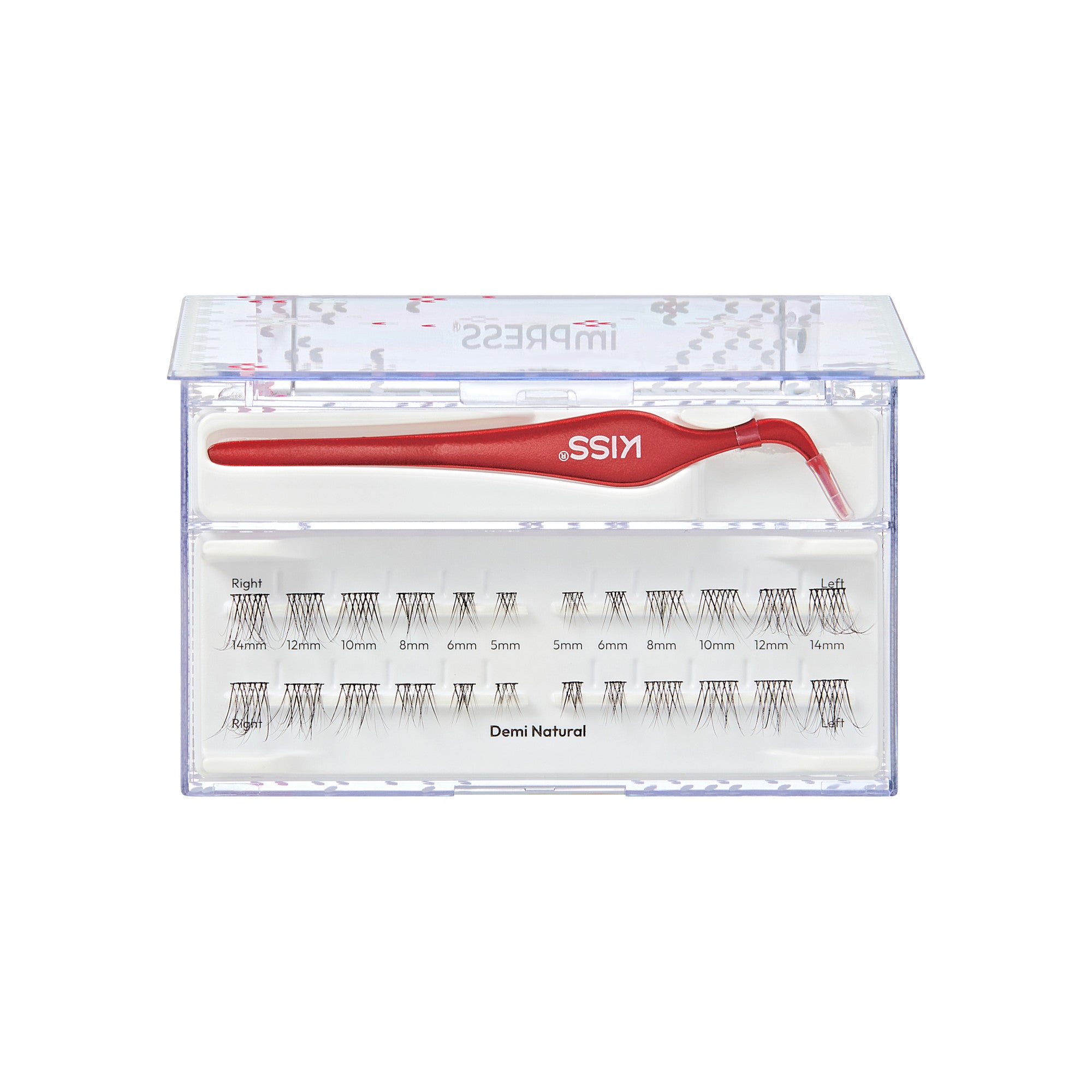 Missha individual lash extensions kit with red applicator, Demi Natural style, multiple sizes 5mm-14mm