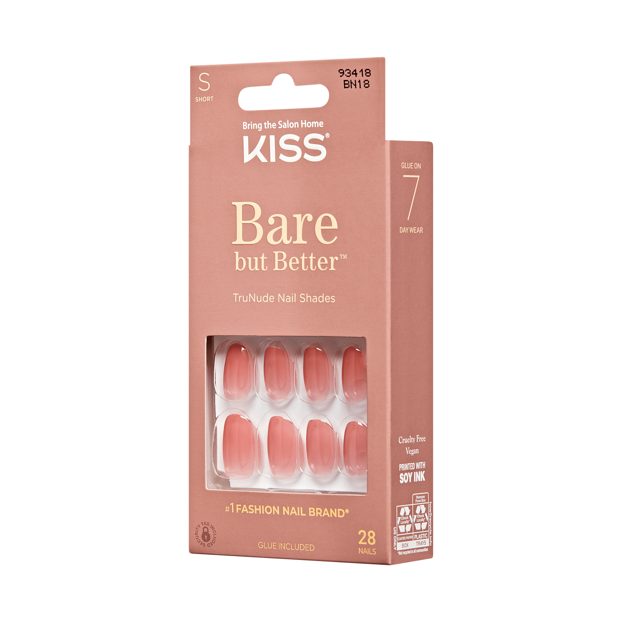 KISS Bare but Better Press On Glue Nails - No More Naps