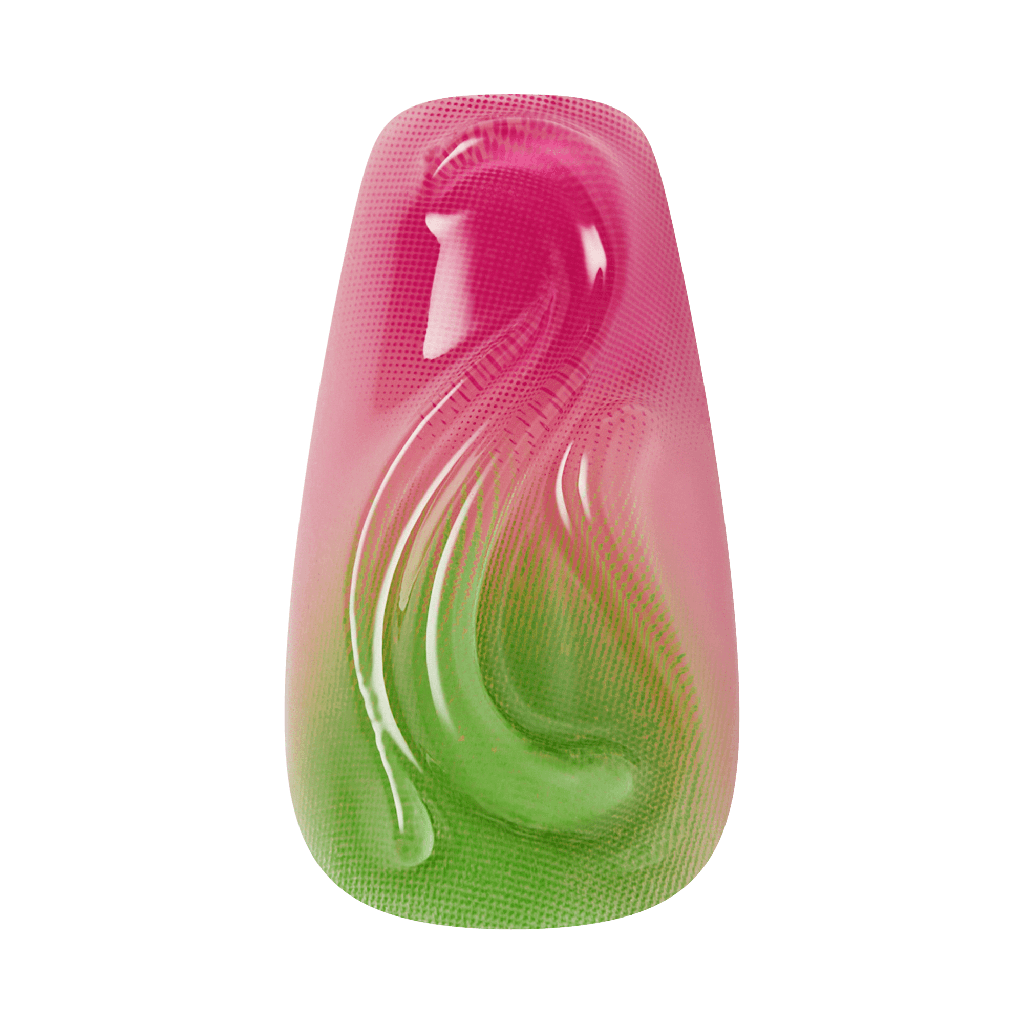 Pink and green textured object on a transparent background