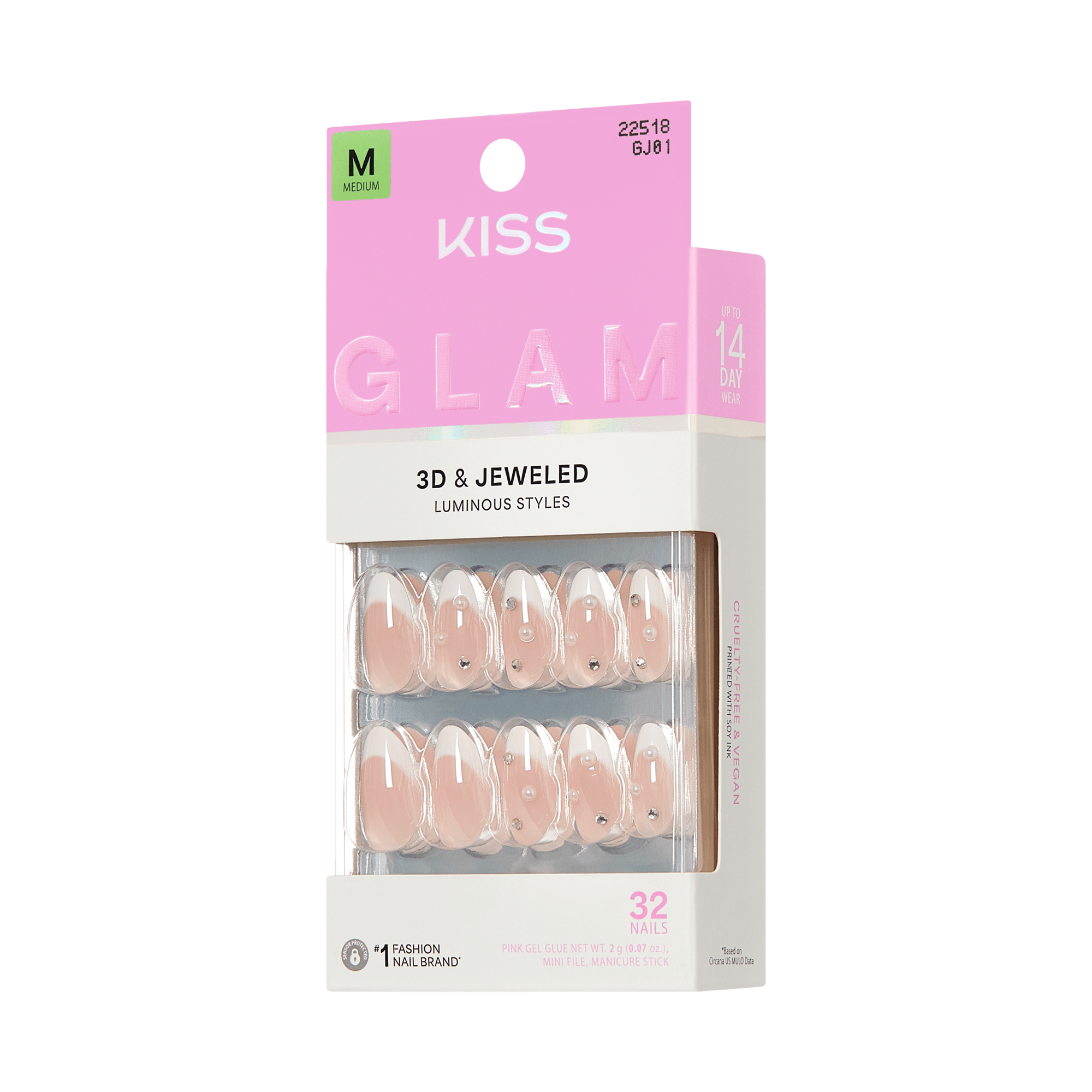 KISS GLAM 3D & Jewel Press On Glue Nails - Serendipity Awaits